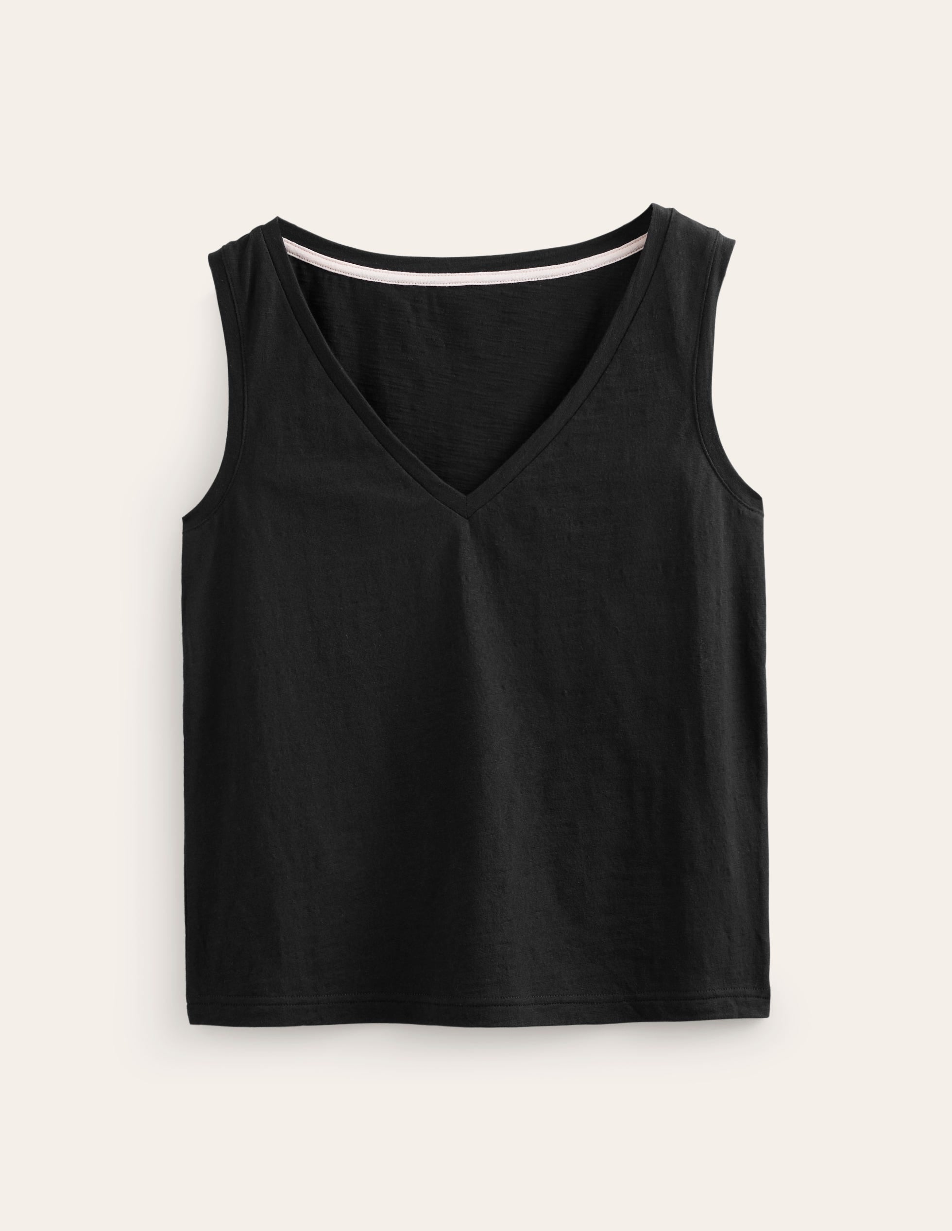Regular V-neck Slub Vest-Black - Image 5