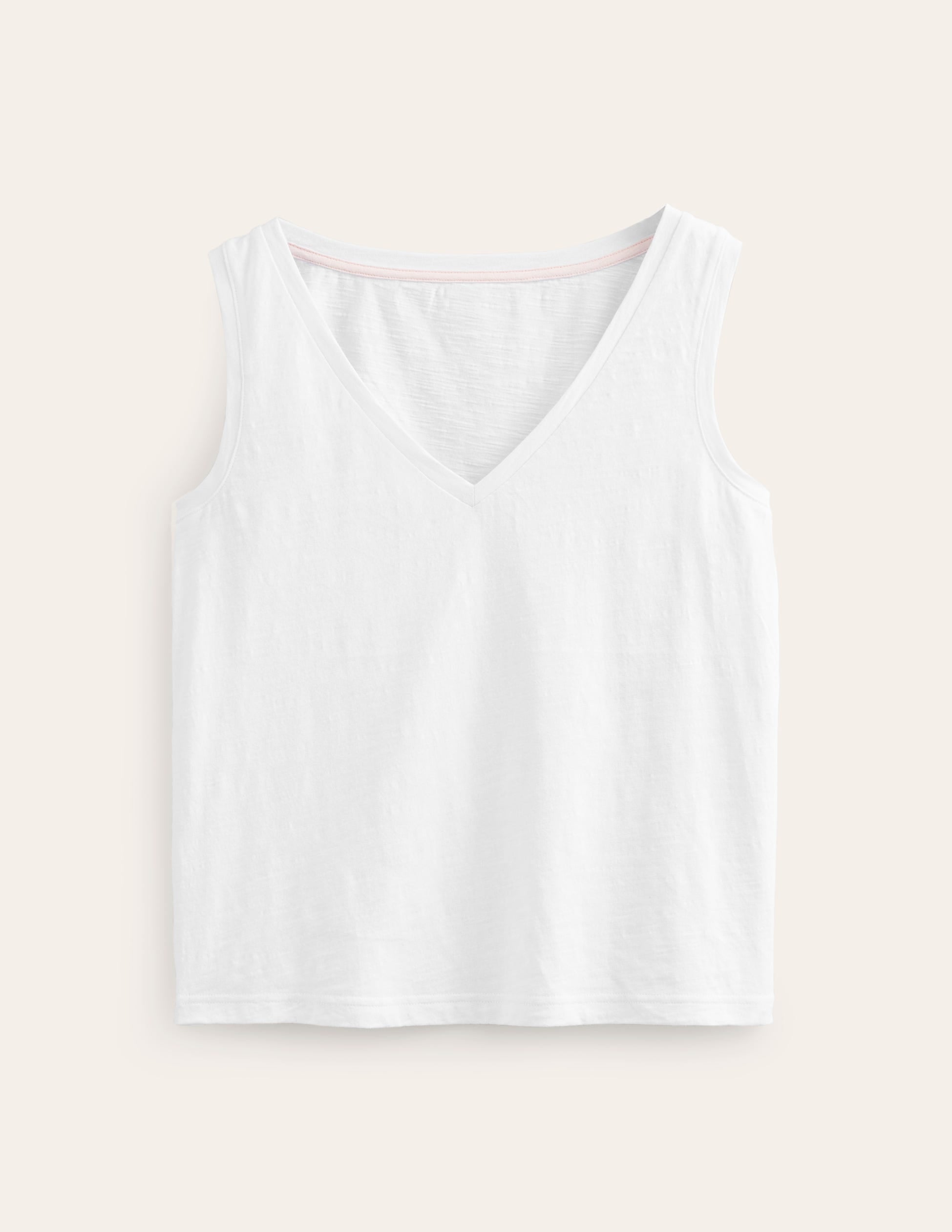 Regular V-neck Slub Vest-White - Image 5