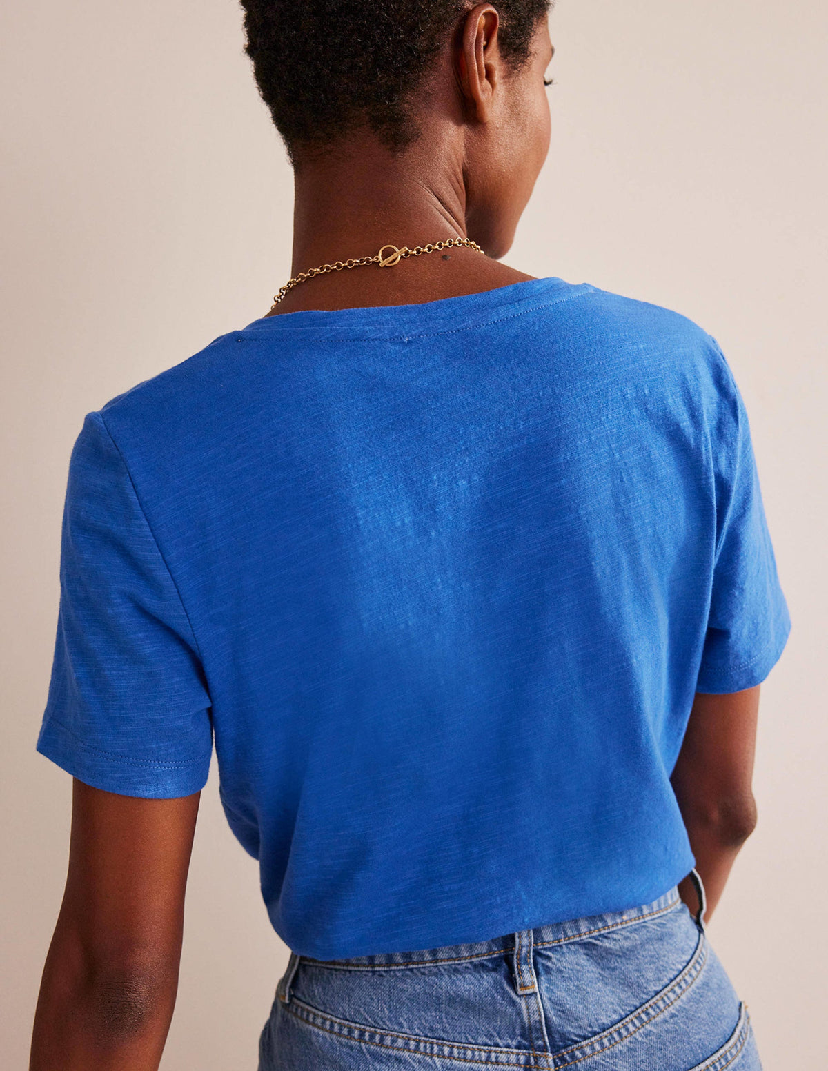 Regular V-Neck Slub T-shirt-Meadow Spring-3
