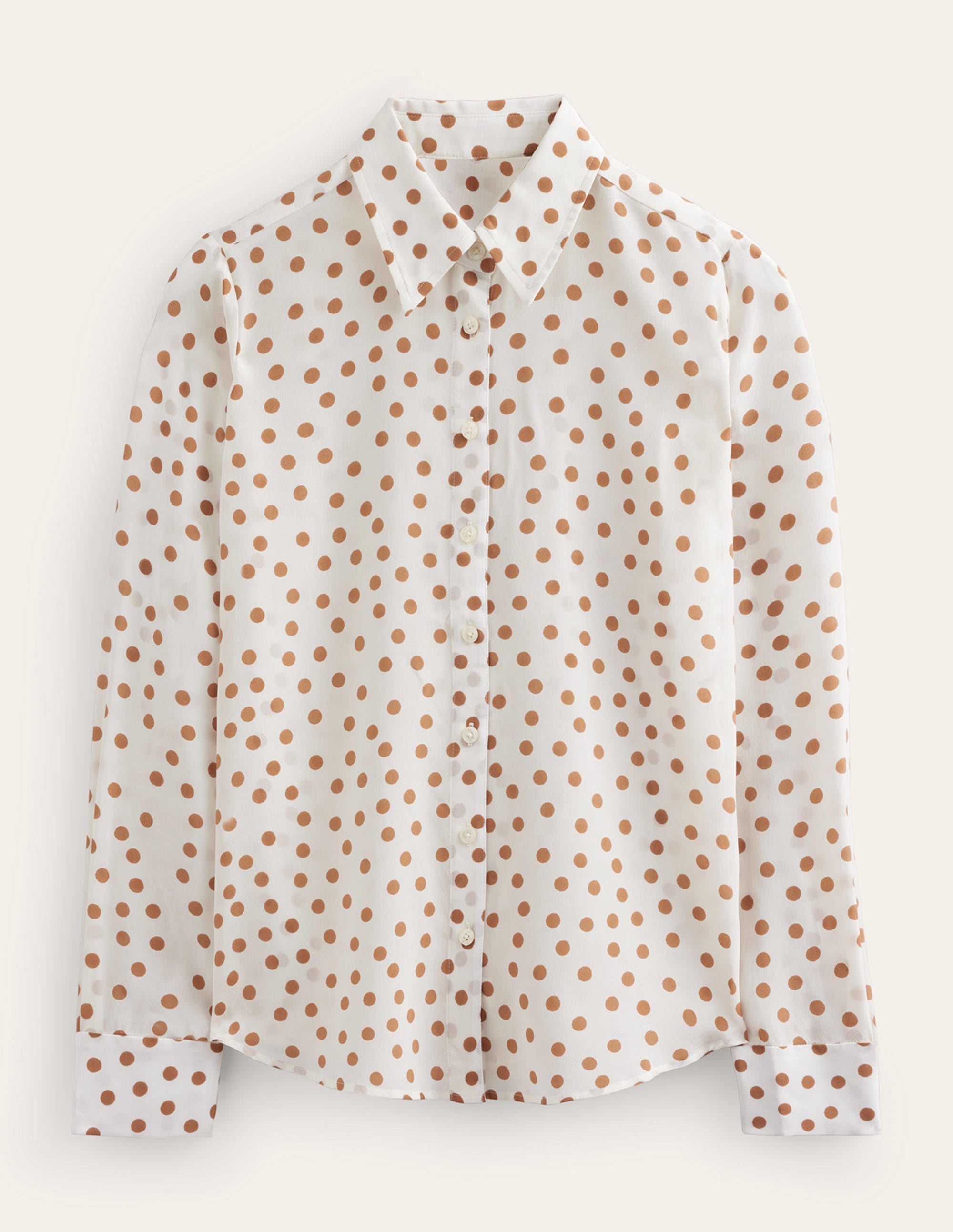 Sienna Silk Shirt-Camel, Dotty Spot - Image 7