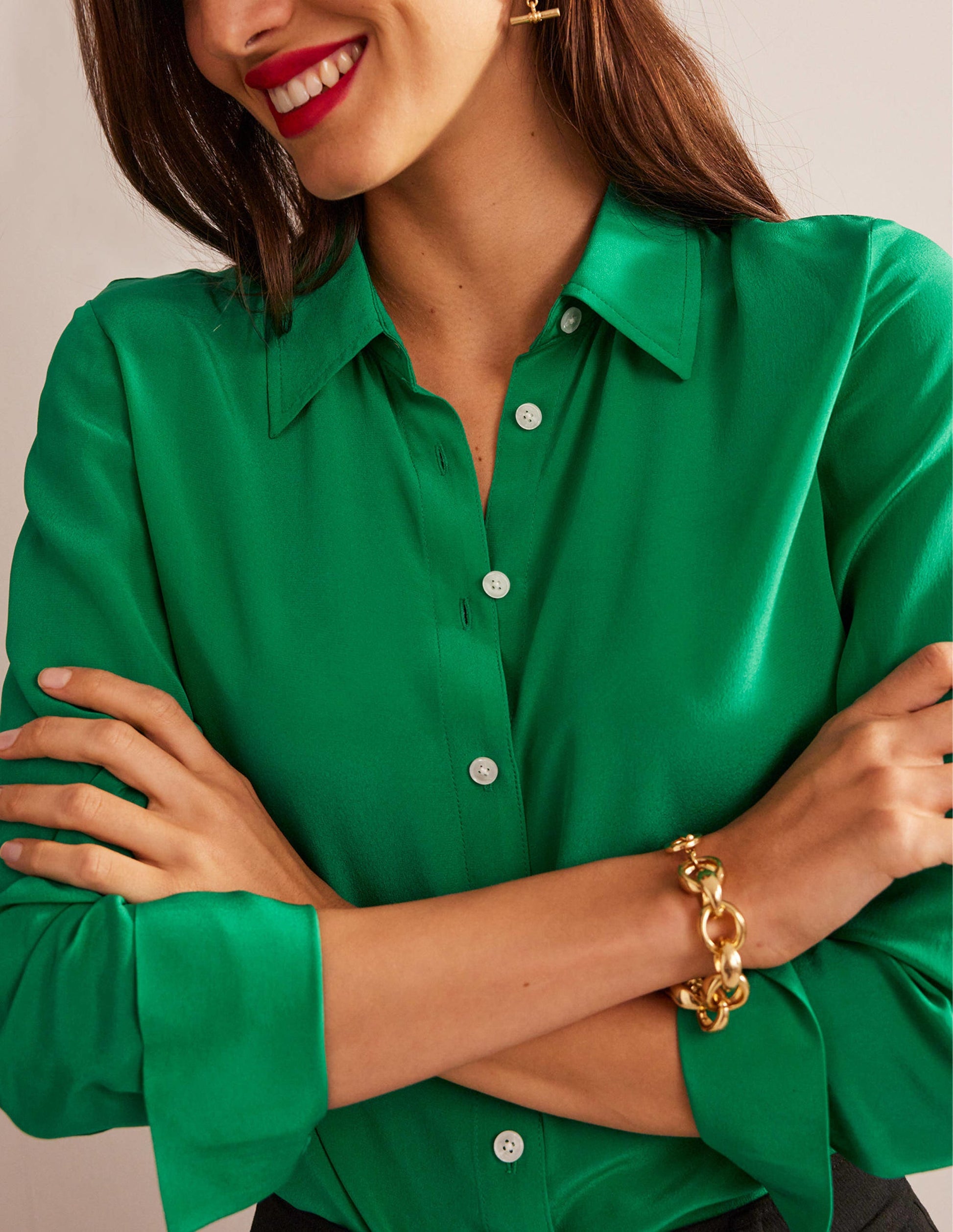 Sienna Silk Shirt-Meadow Green-2