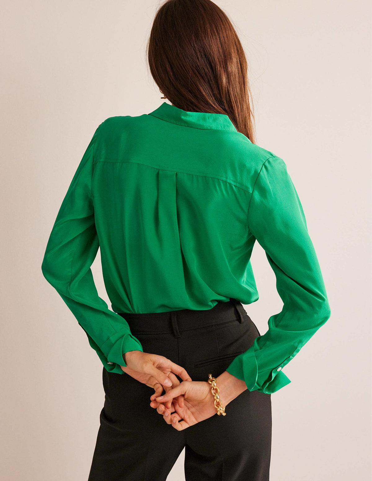 Sienna Silk Shirt-Meadow Green-3
