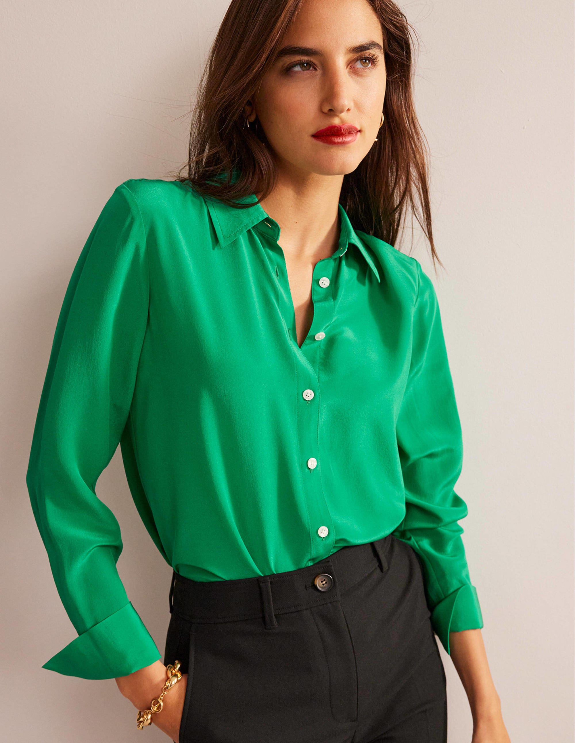 Sienna Silk Shirt-Meadow Green - Image 4