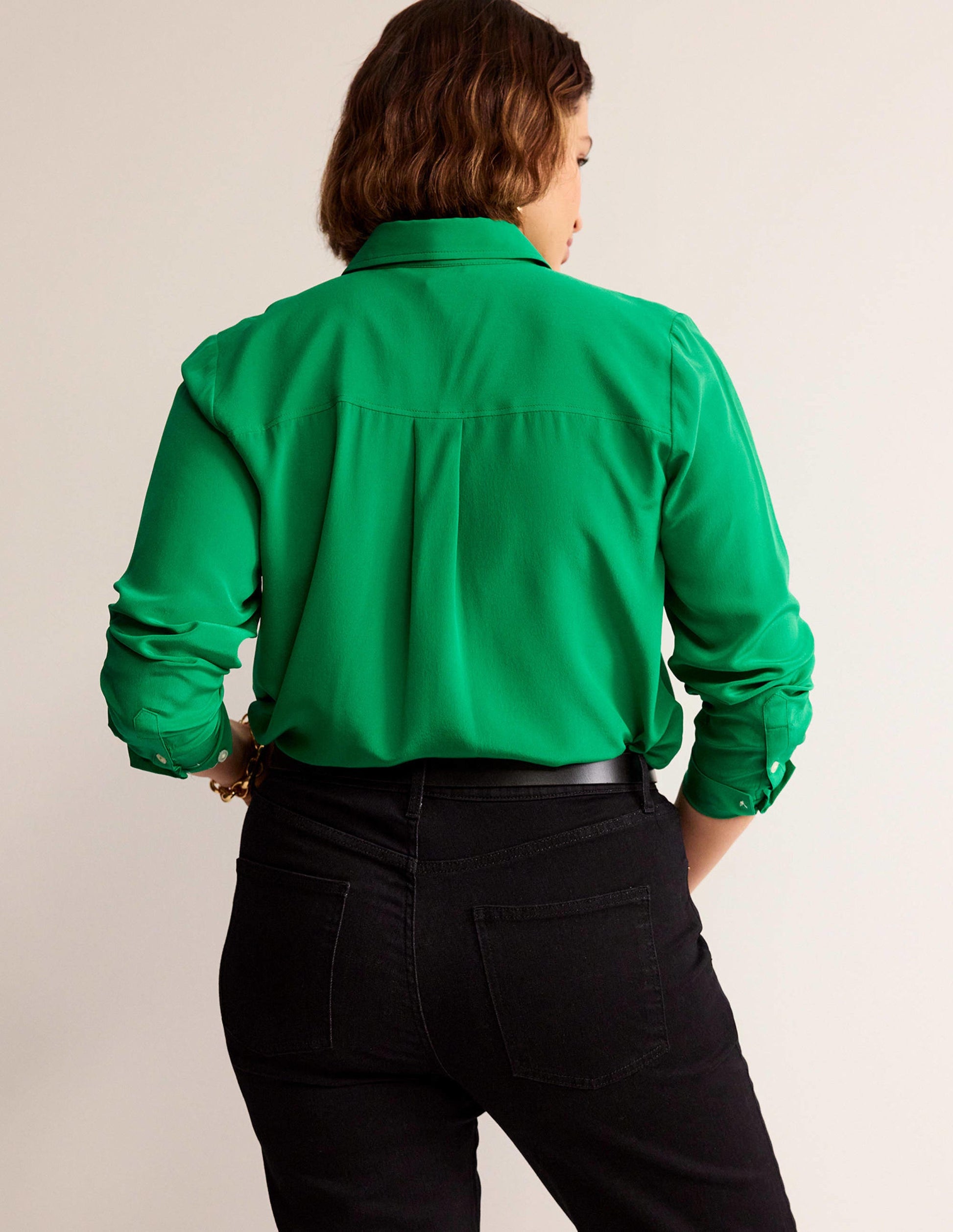 Sienna Silk Shirt-Meadow Green-6