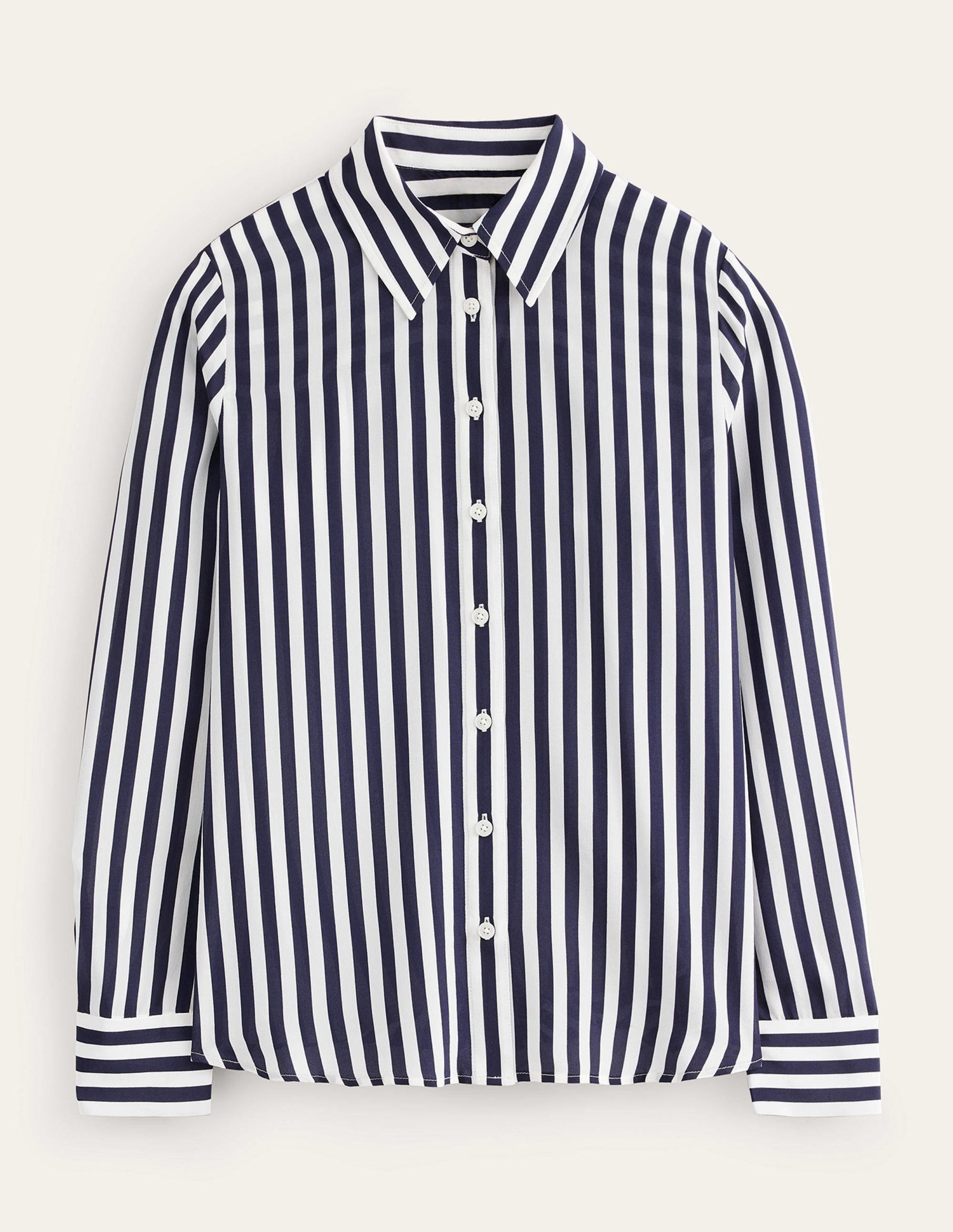 Sienna Silk Shirt-Ivory, Navy Stripe-6