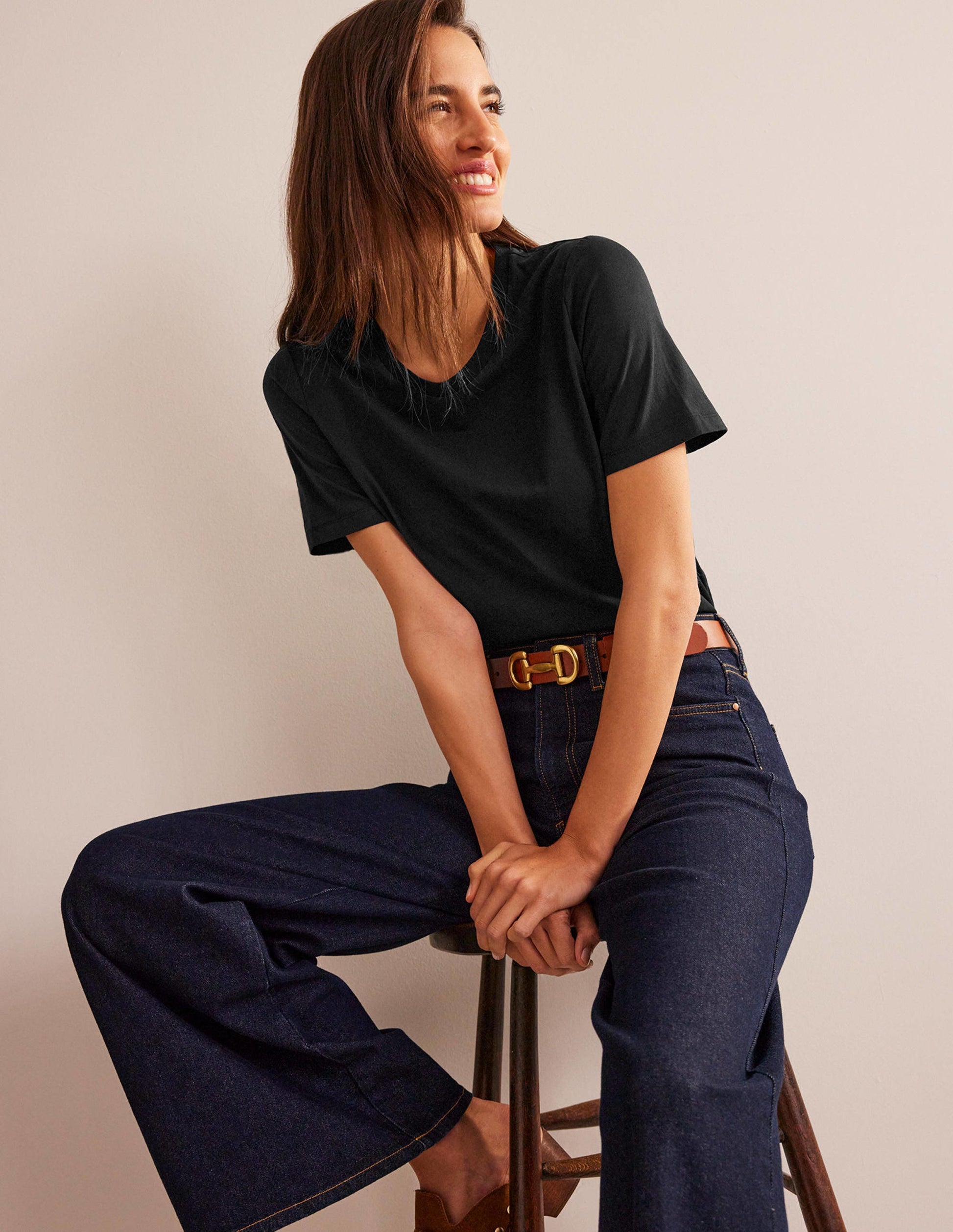 Pure Cotton Crew T-shirt-Black-1