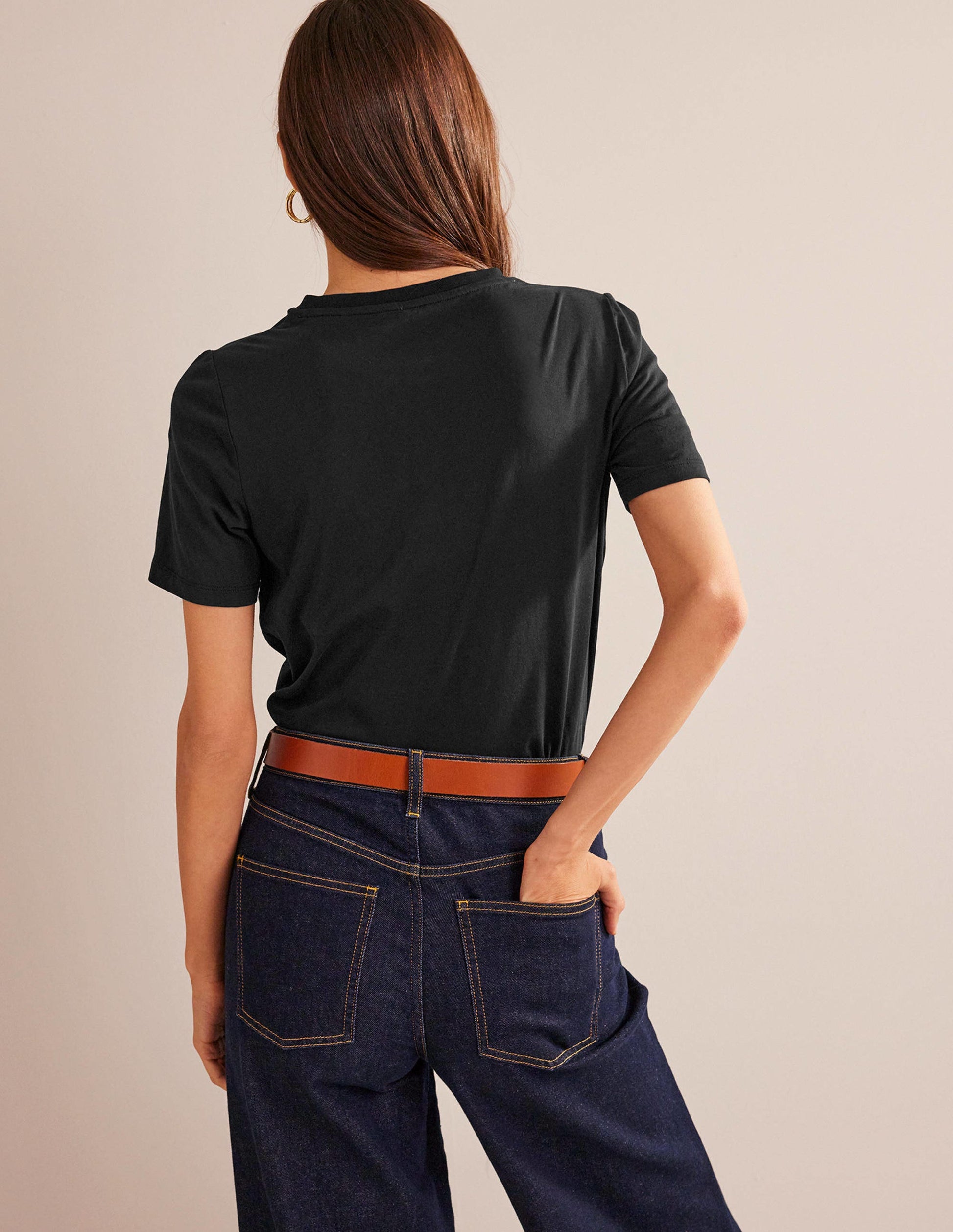 Pure Cotton Crew T-shirt-Black-3