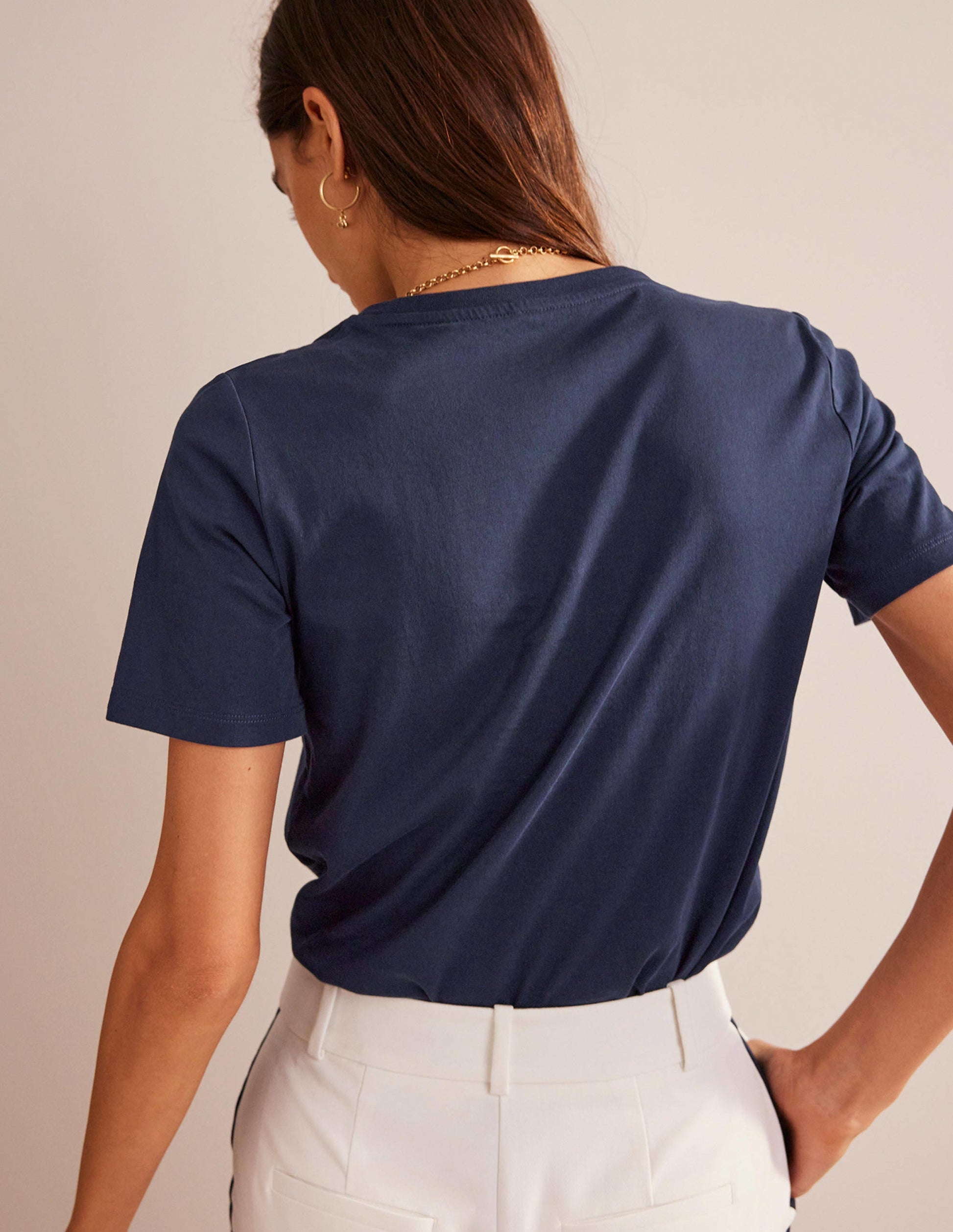 Pure Cotton Crew T-shirt-Navy-3