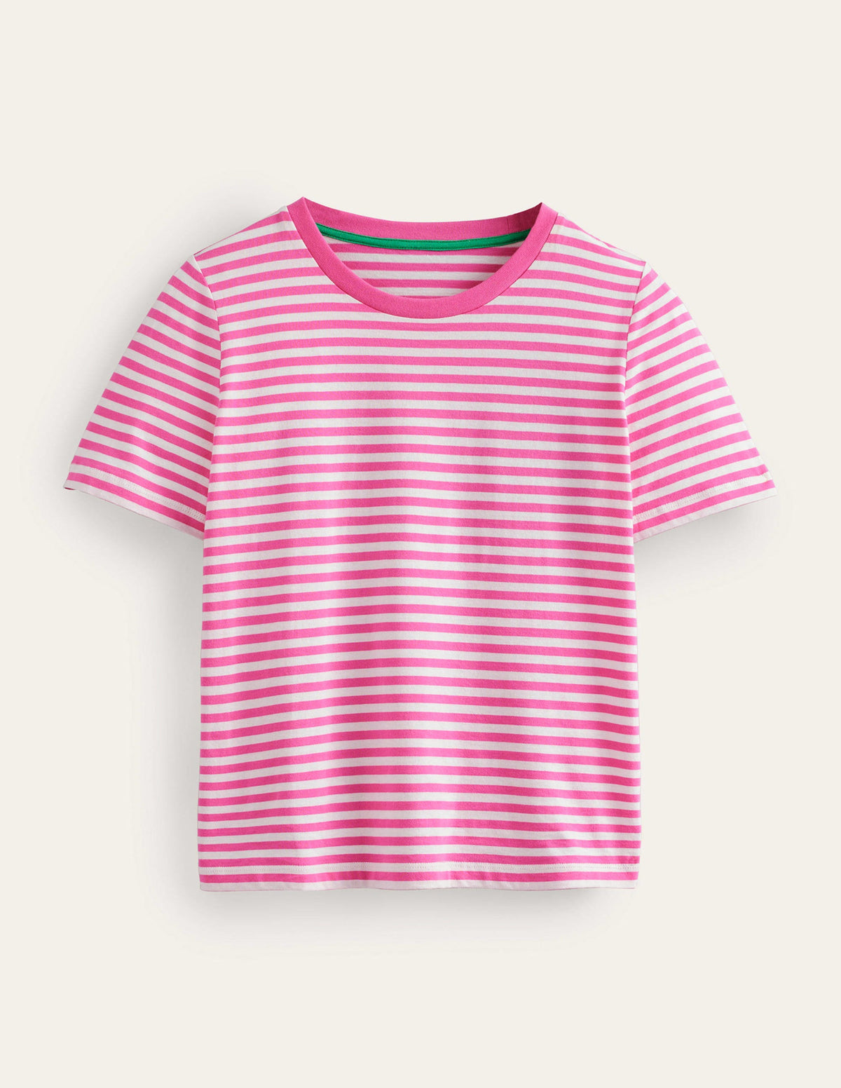 Pure Cotton Crew T-shirt-Ivory, Pink-5