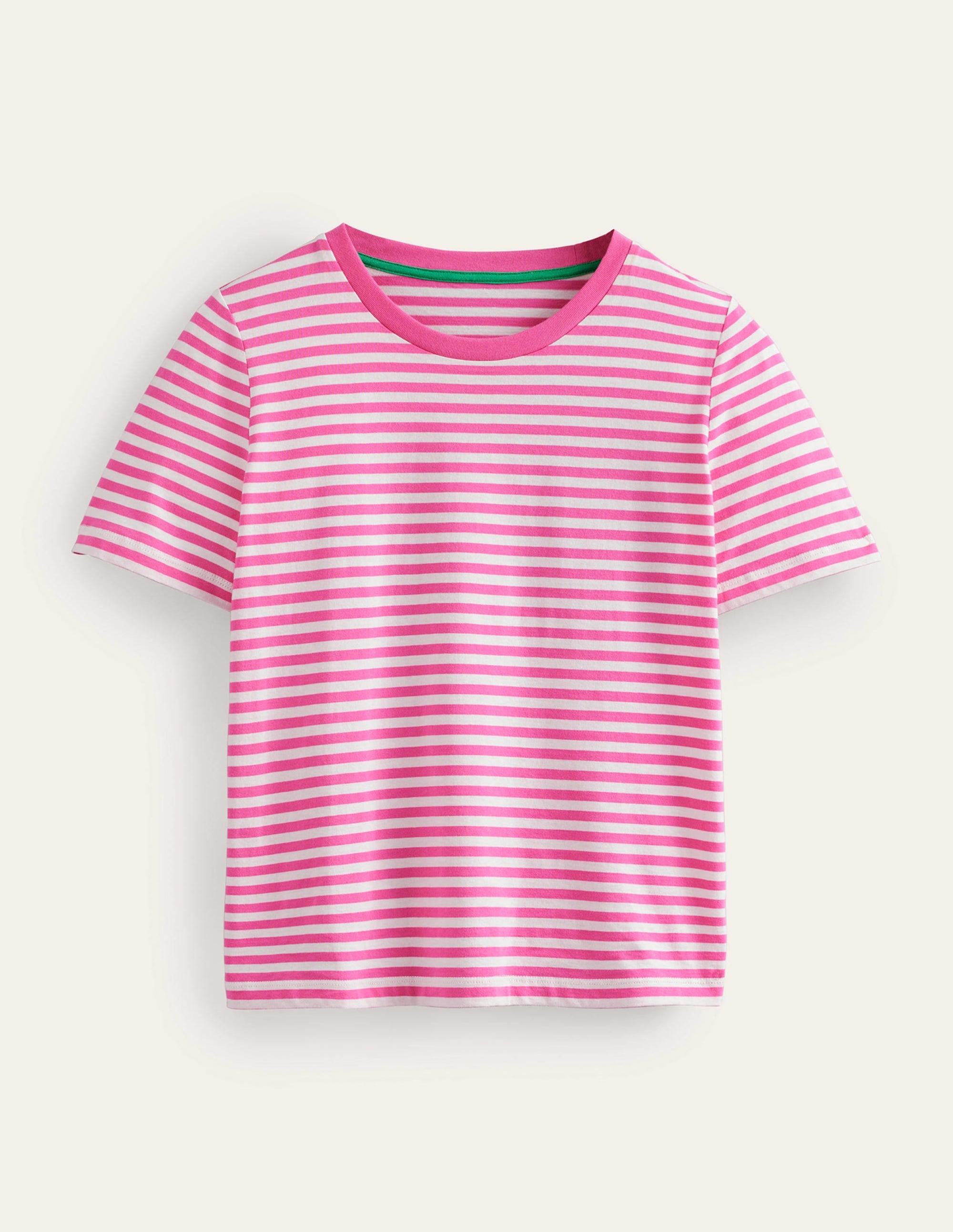 Pure Cotton Crew T-shirt-Ivory, Pink - Image 5