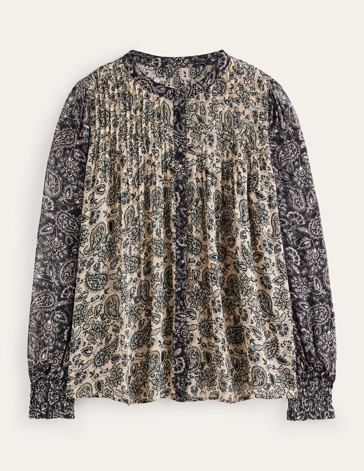Isla Remix Pintuck Blouse-Black, Paisley-5