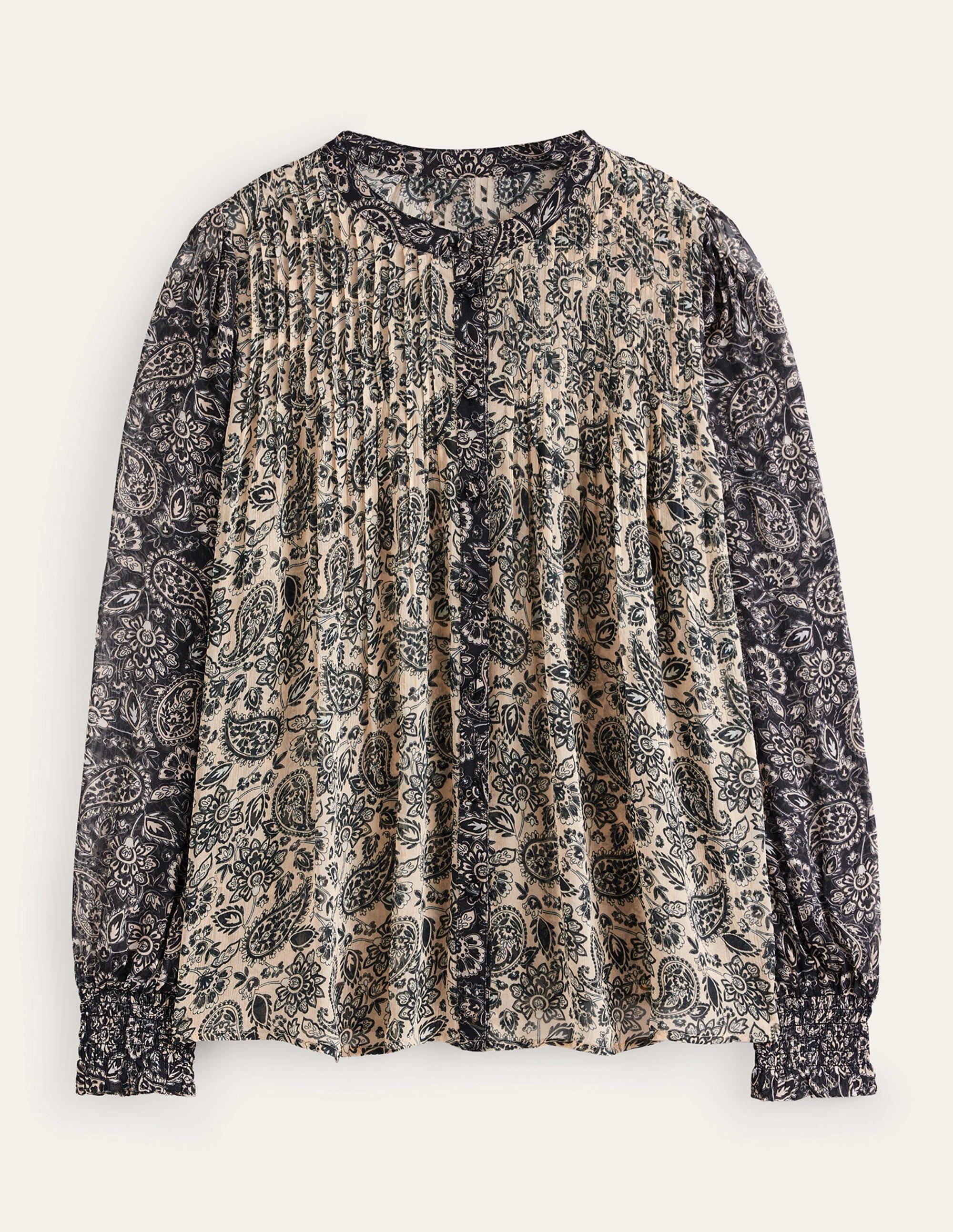 Isla Remix Pintuck Blouse-Black, Paisley - Image 5