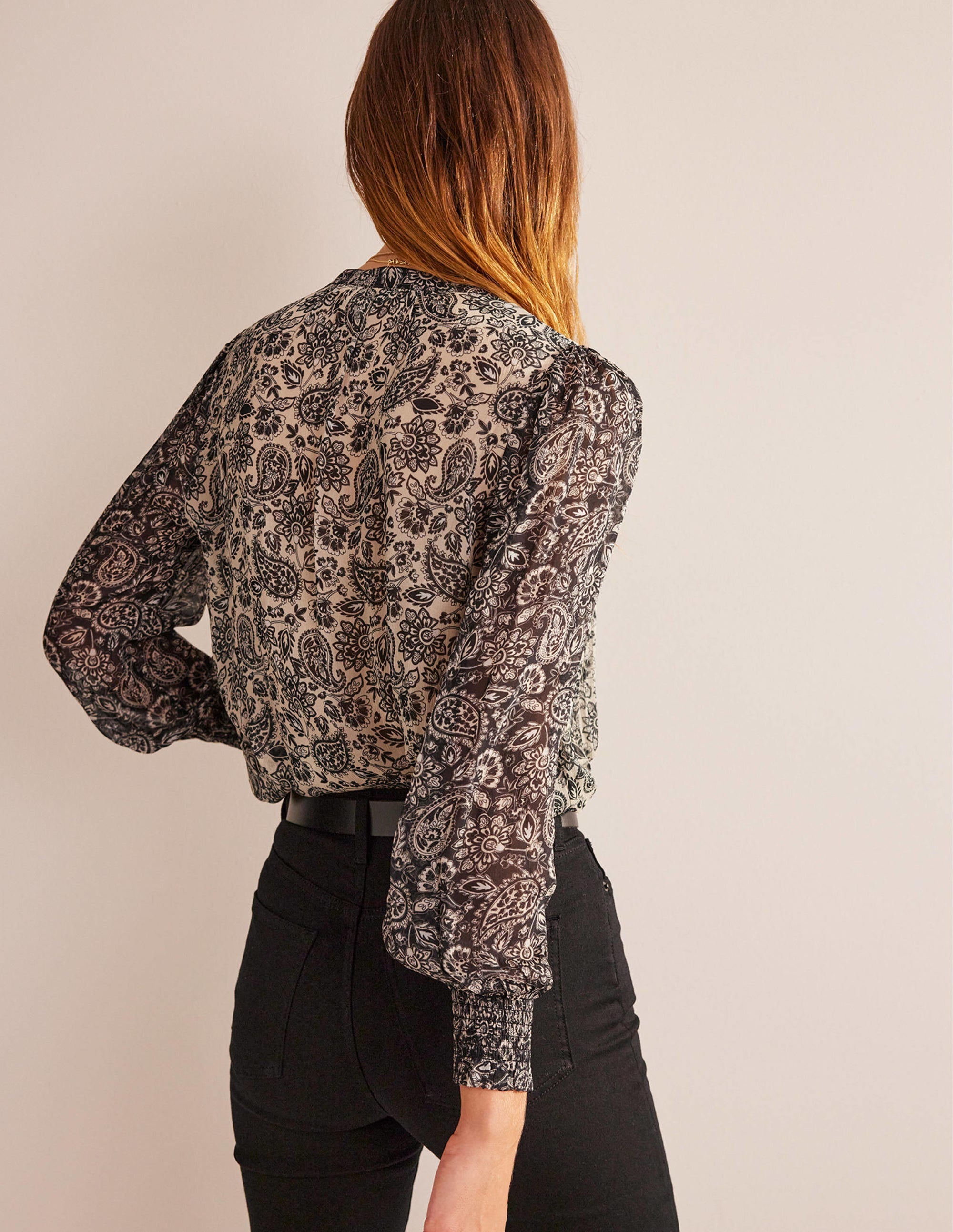 Isla Remix Pintuck Blouse-Black, Paisley - Image 3