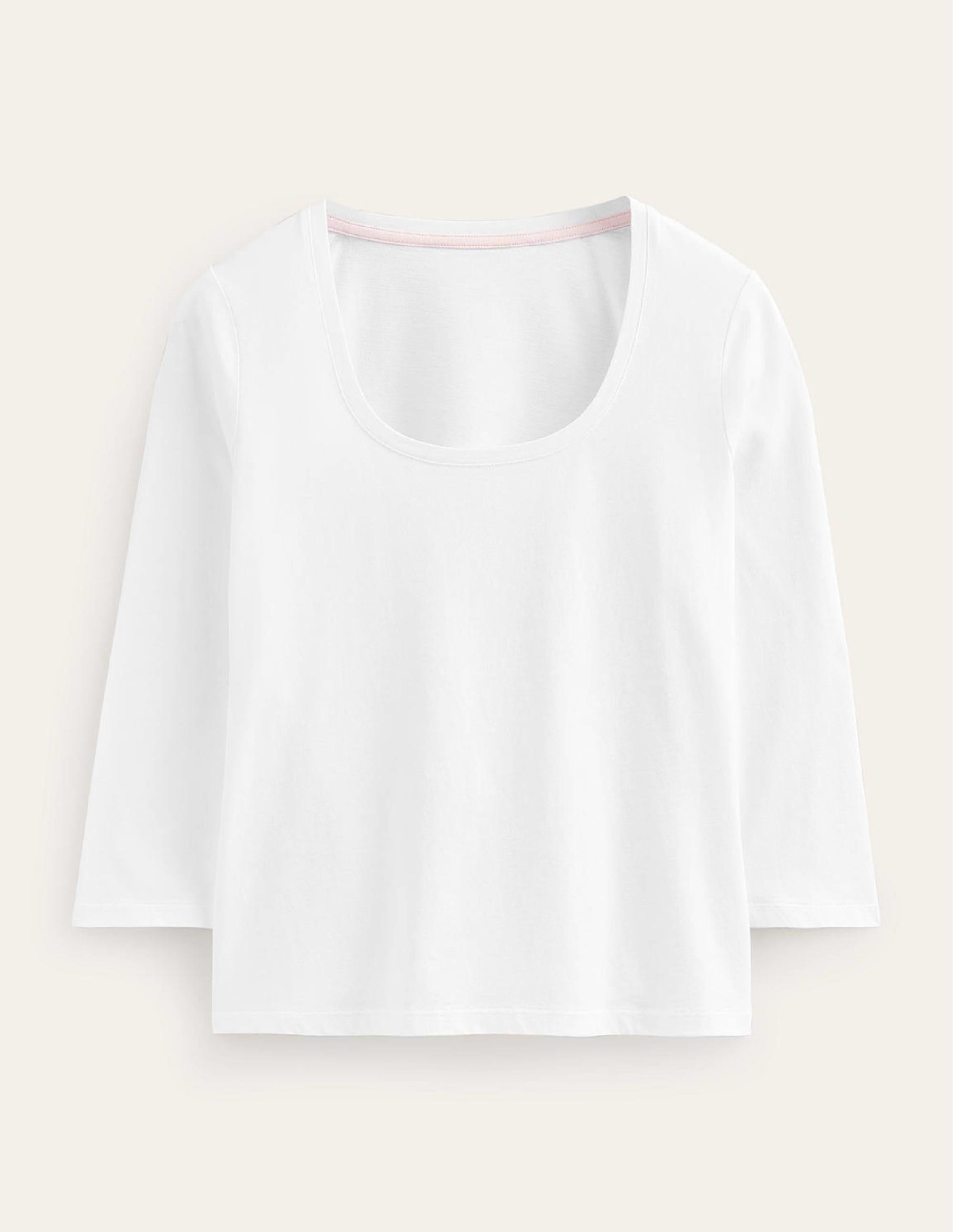 3/4 Sleeve Scoop Neck Top-White - Image 6