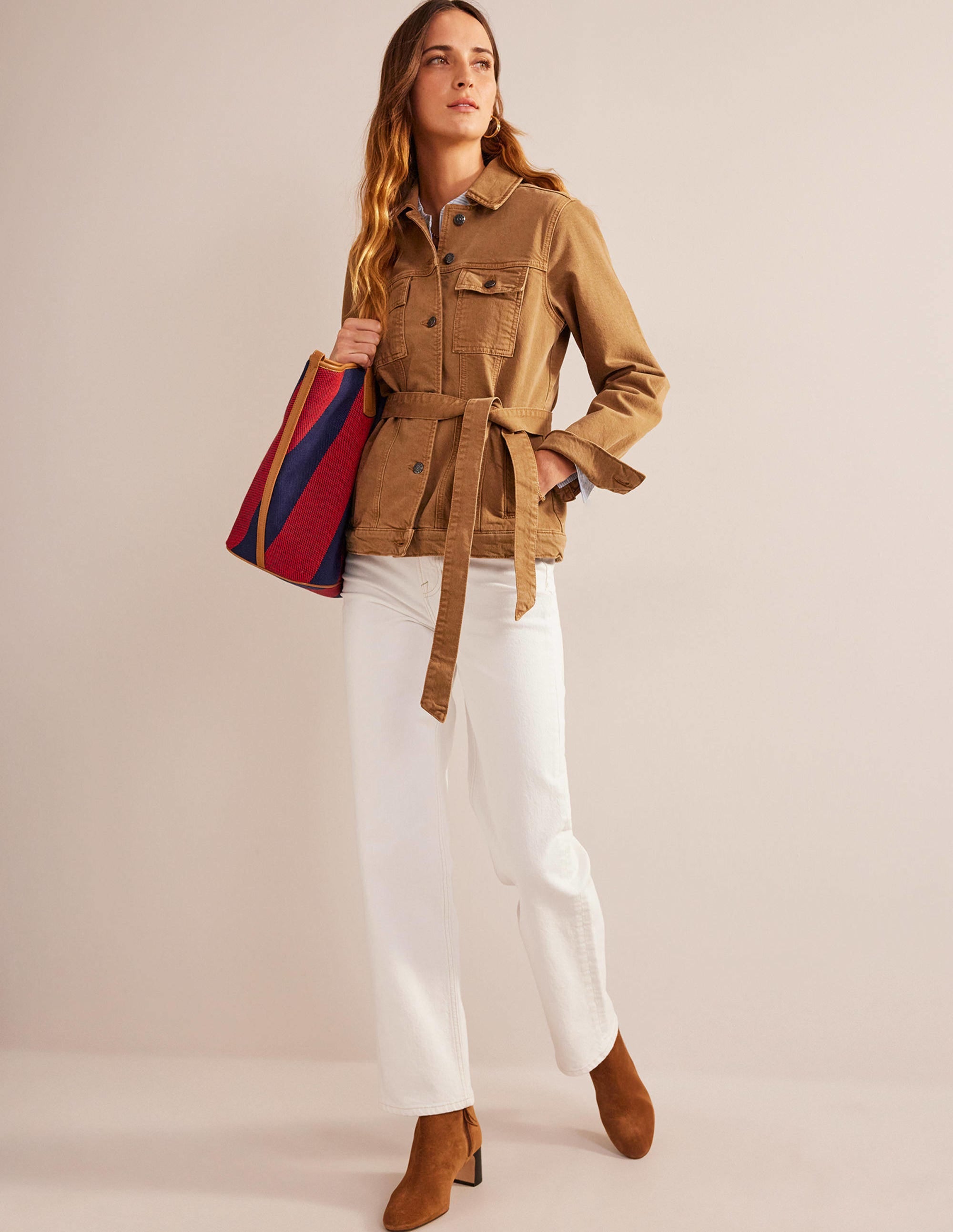 Belted Denim Jacket-Raw Umber - Image 5