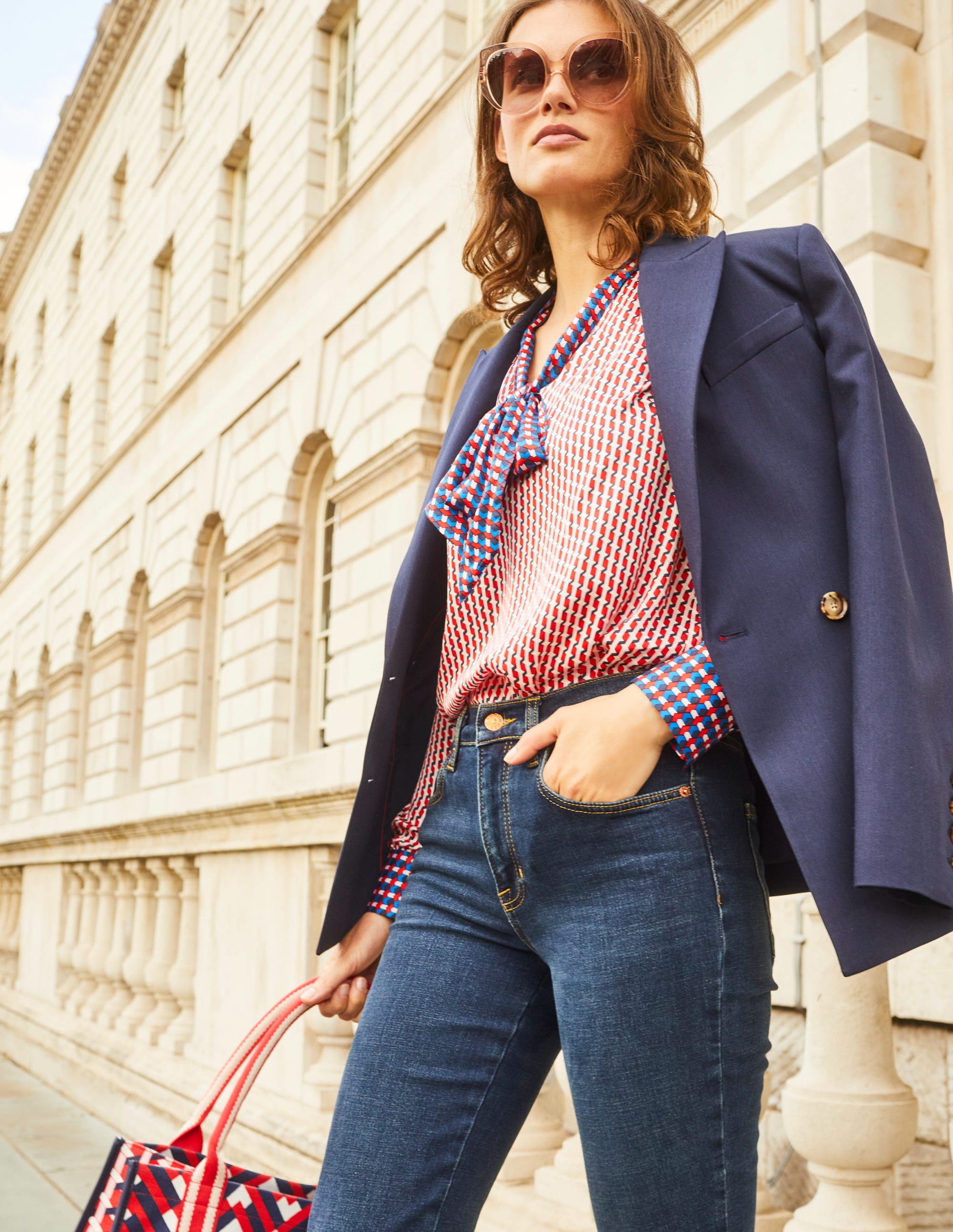 Double-Breasted Blazer-Navy-5