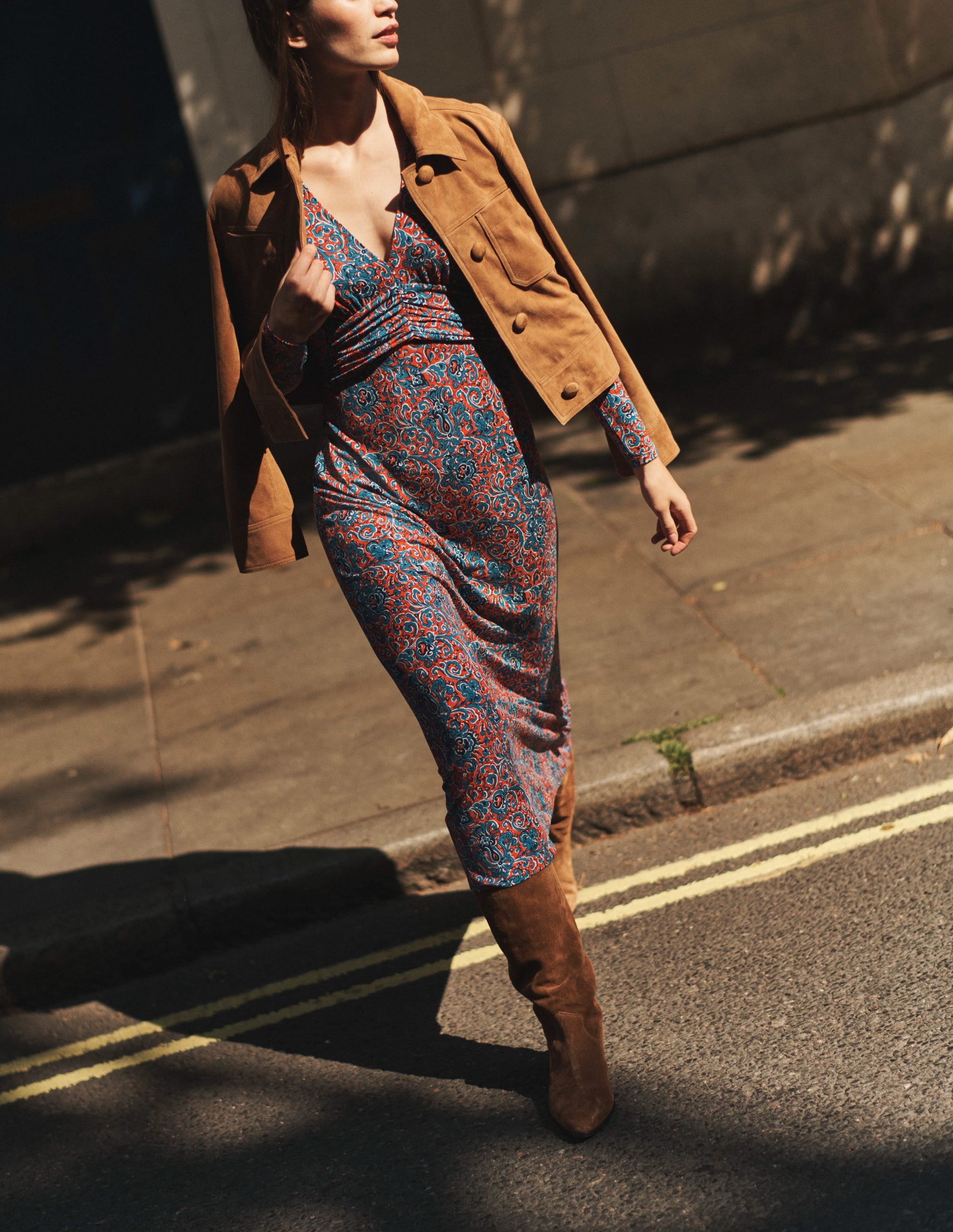 Collared Suede Jacket-Raw Umber - Image 5