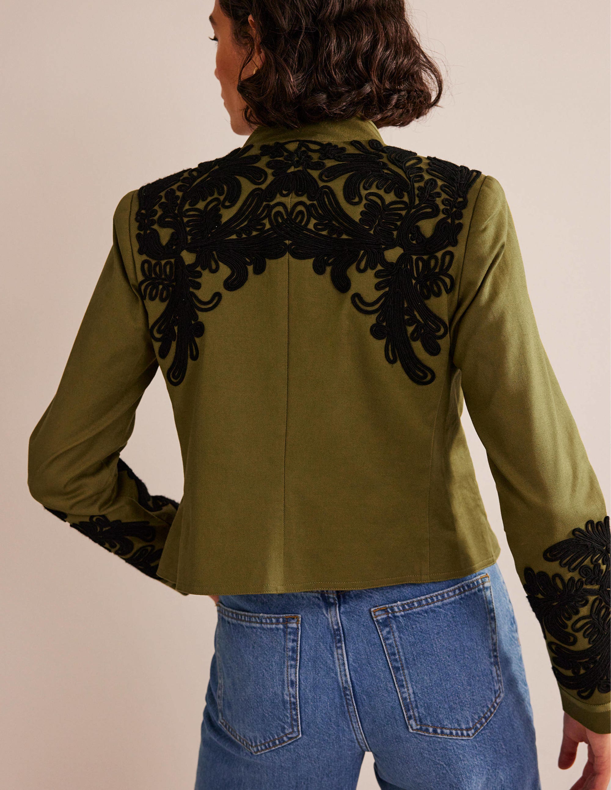 Warwick Embroidered Jacket-Olive Green - Image 3