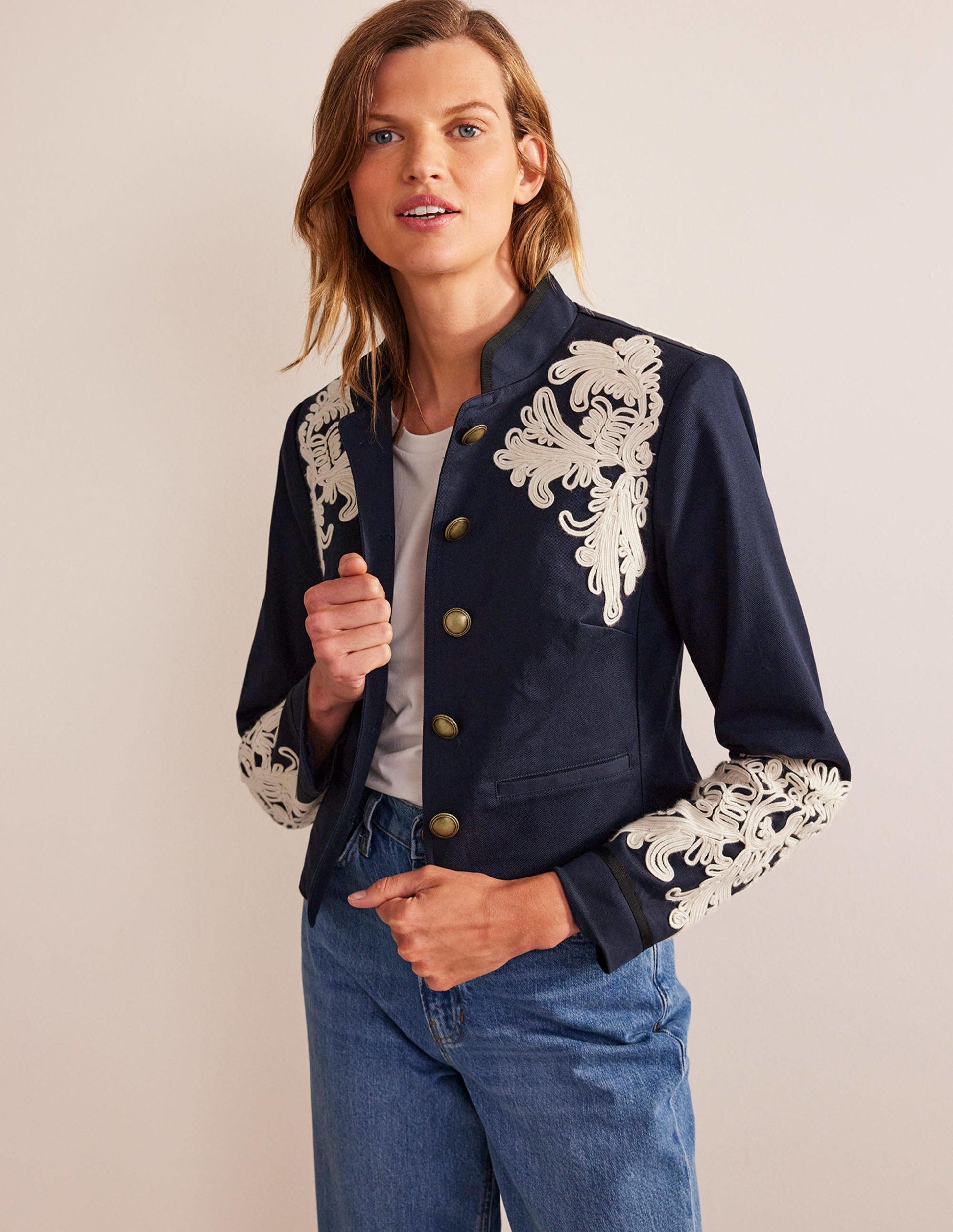 Warwick Embroidered Jacket-Navy-2