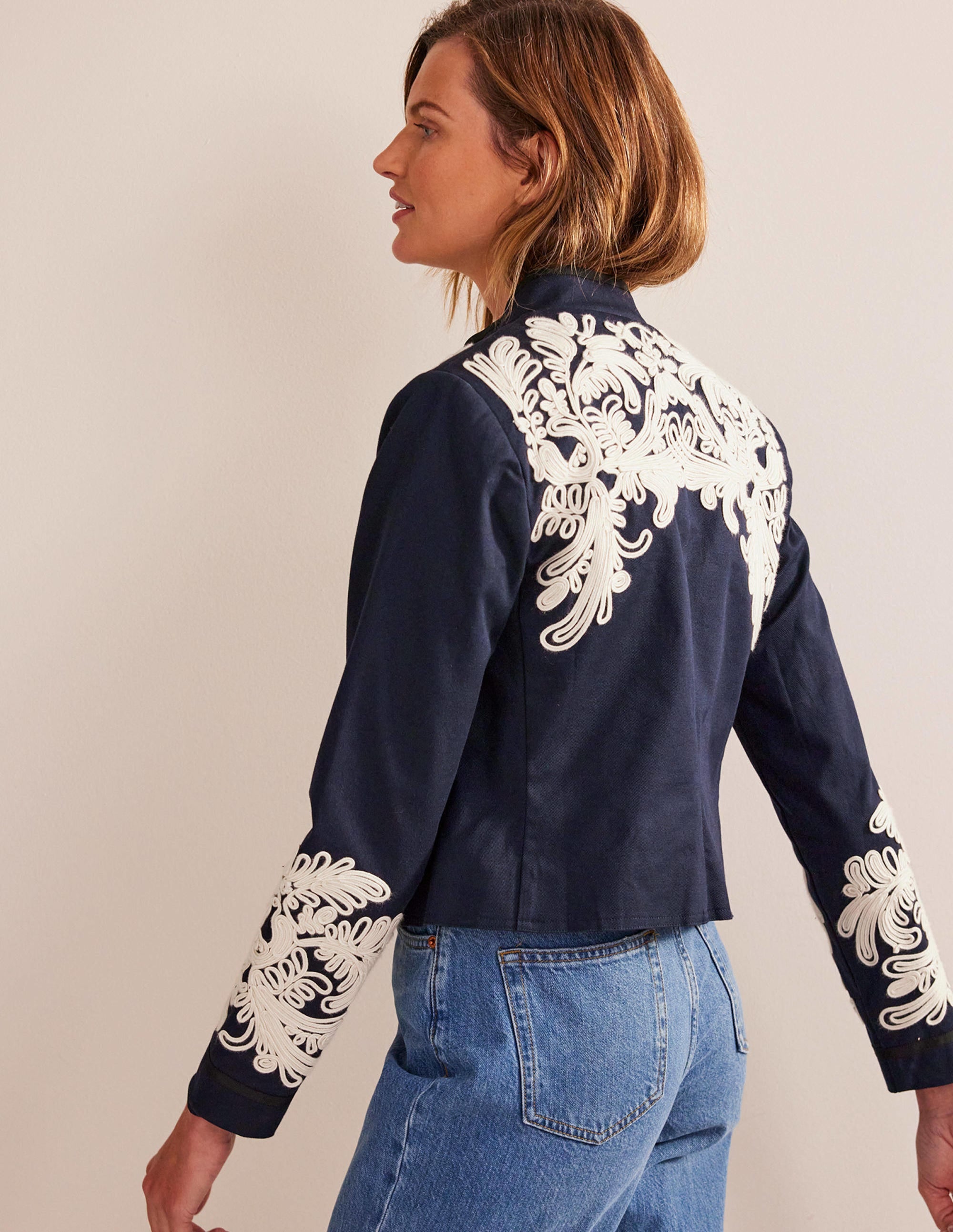 Warwick Embroidered Jacket-Navy - Image 4