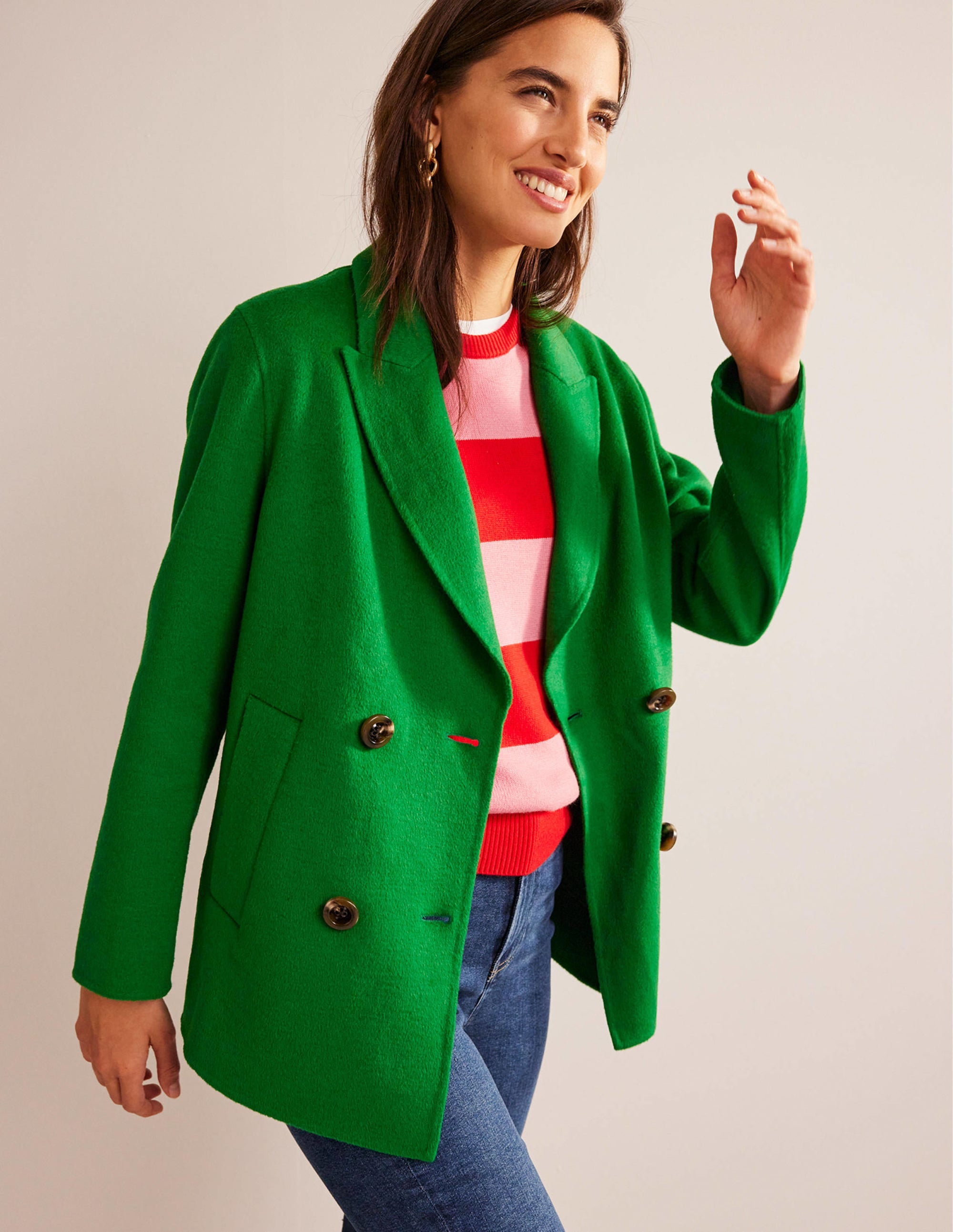 Wool-Blend Pea Coat-Highland Green - Image 1