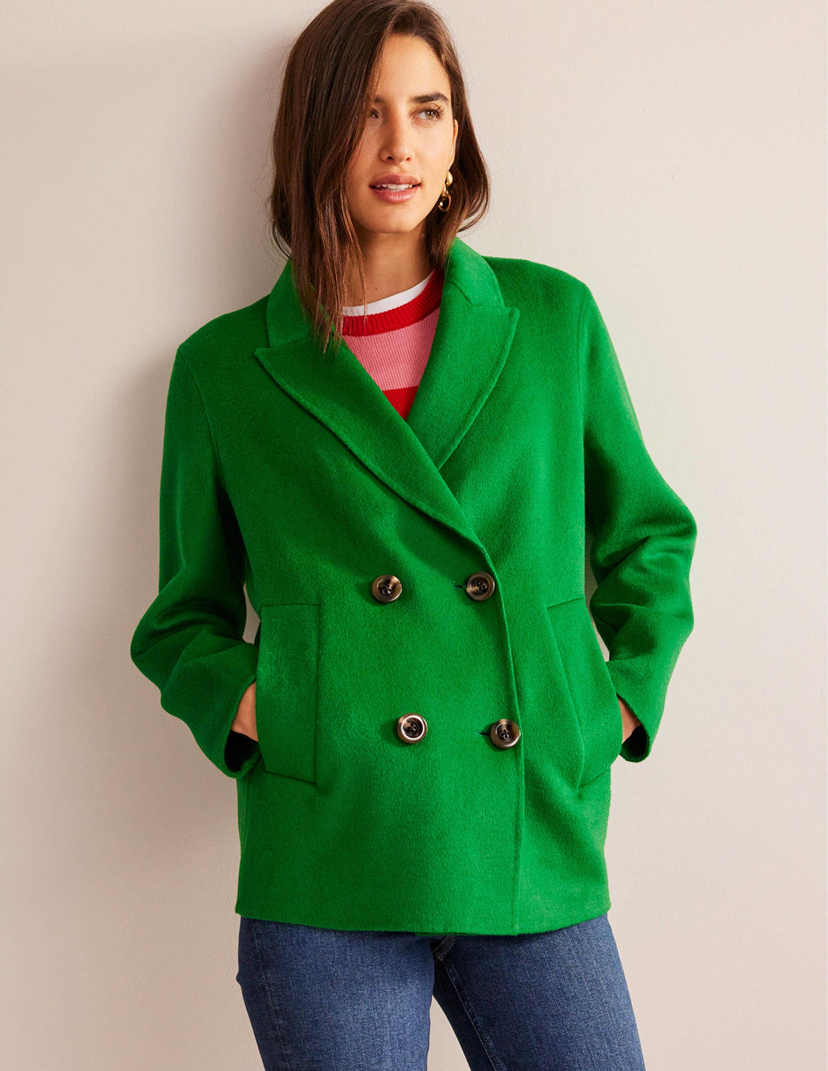 Wool-Blend Pea Coat-Highland Green-4