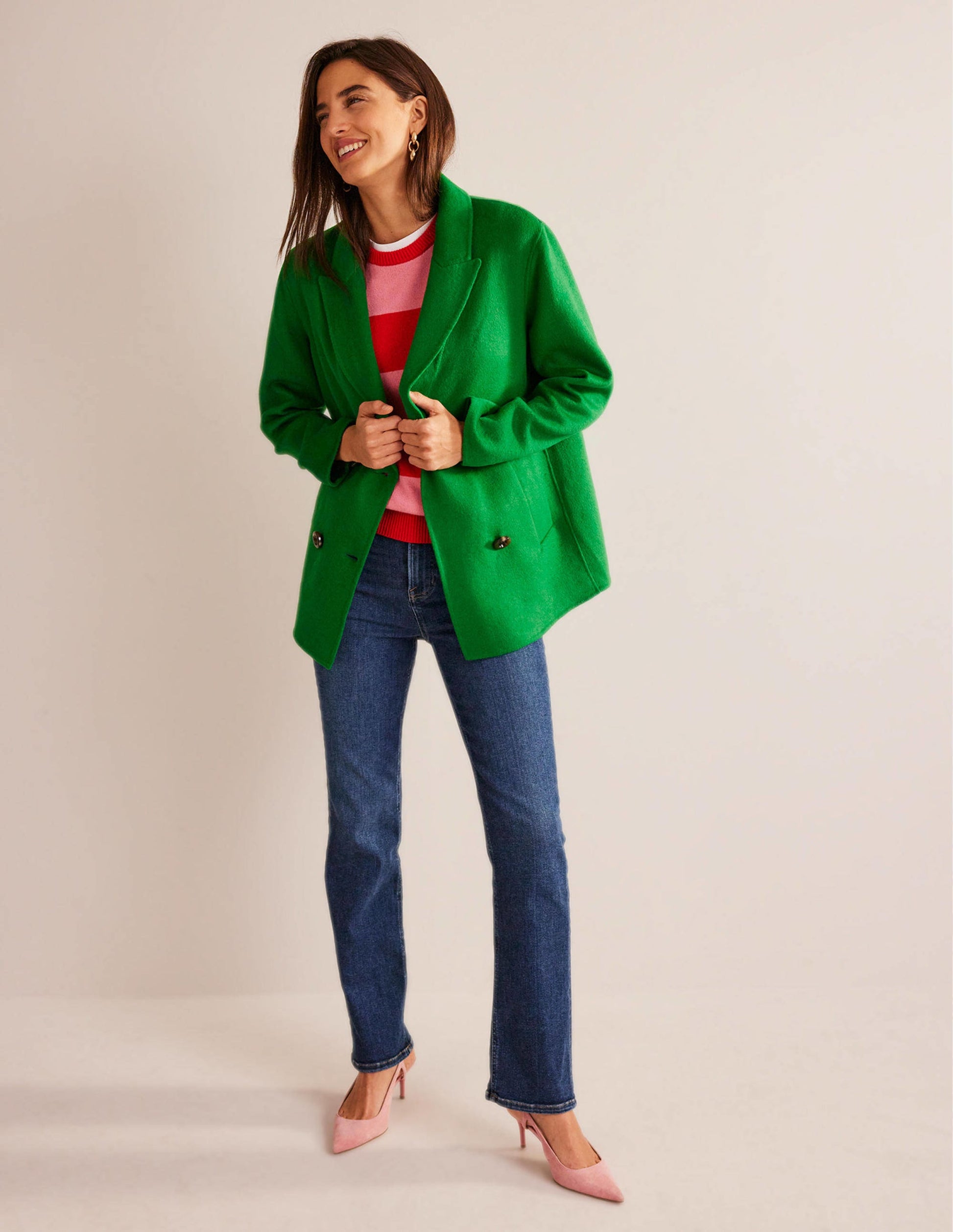 Wool-Blend Pea Coat-Highland Green-5
