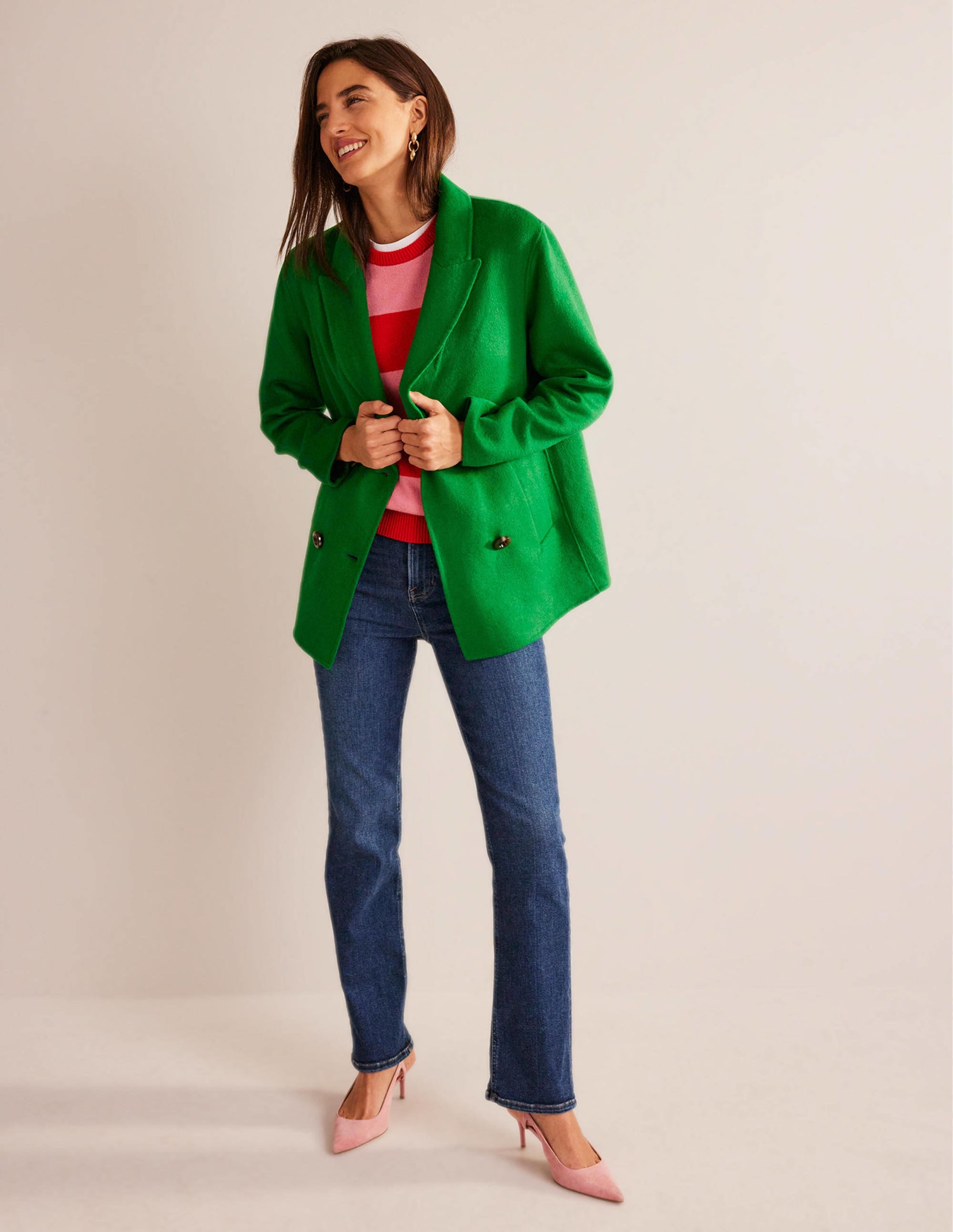Wool-Blend Pea Coat-Highland Green - Image 5