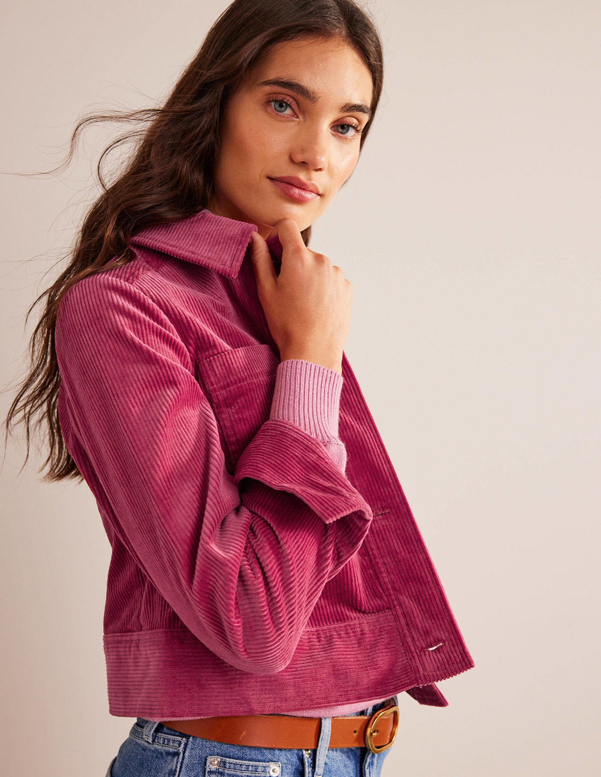 Corduroy Jacket-Warm Cranberry-1