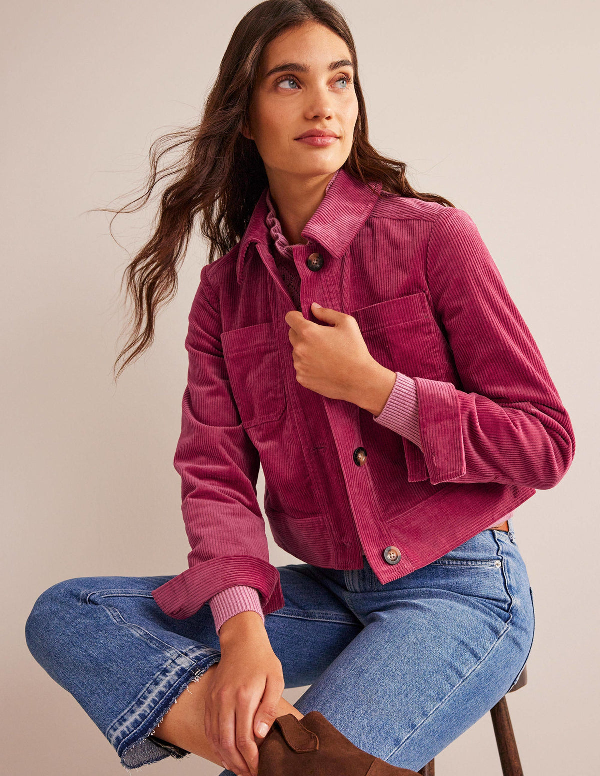 Corduroy Jacket-Warm Cranberry - Image 4