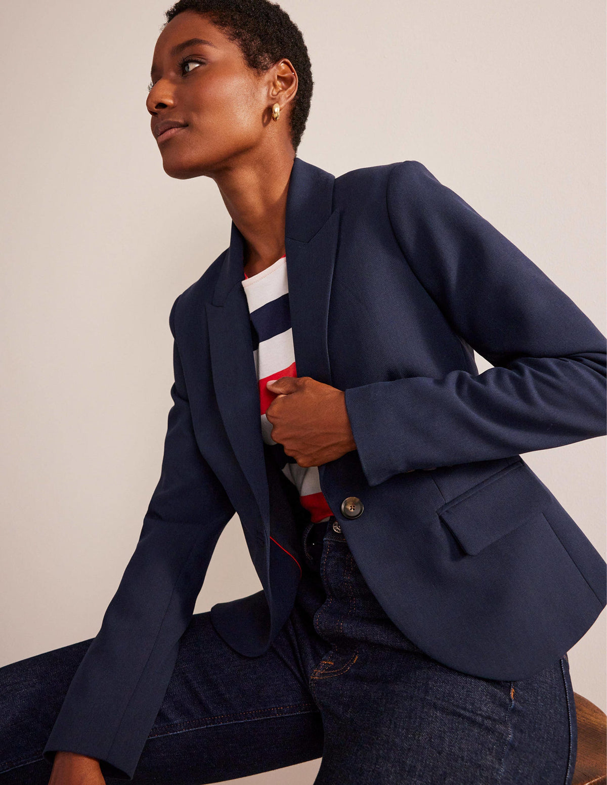 The Canonbury Tailored Blazer-Navy - Image 1