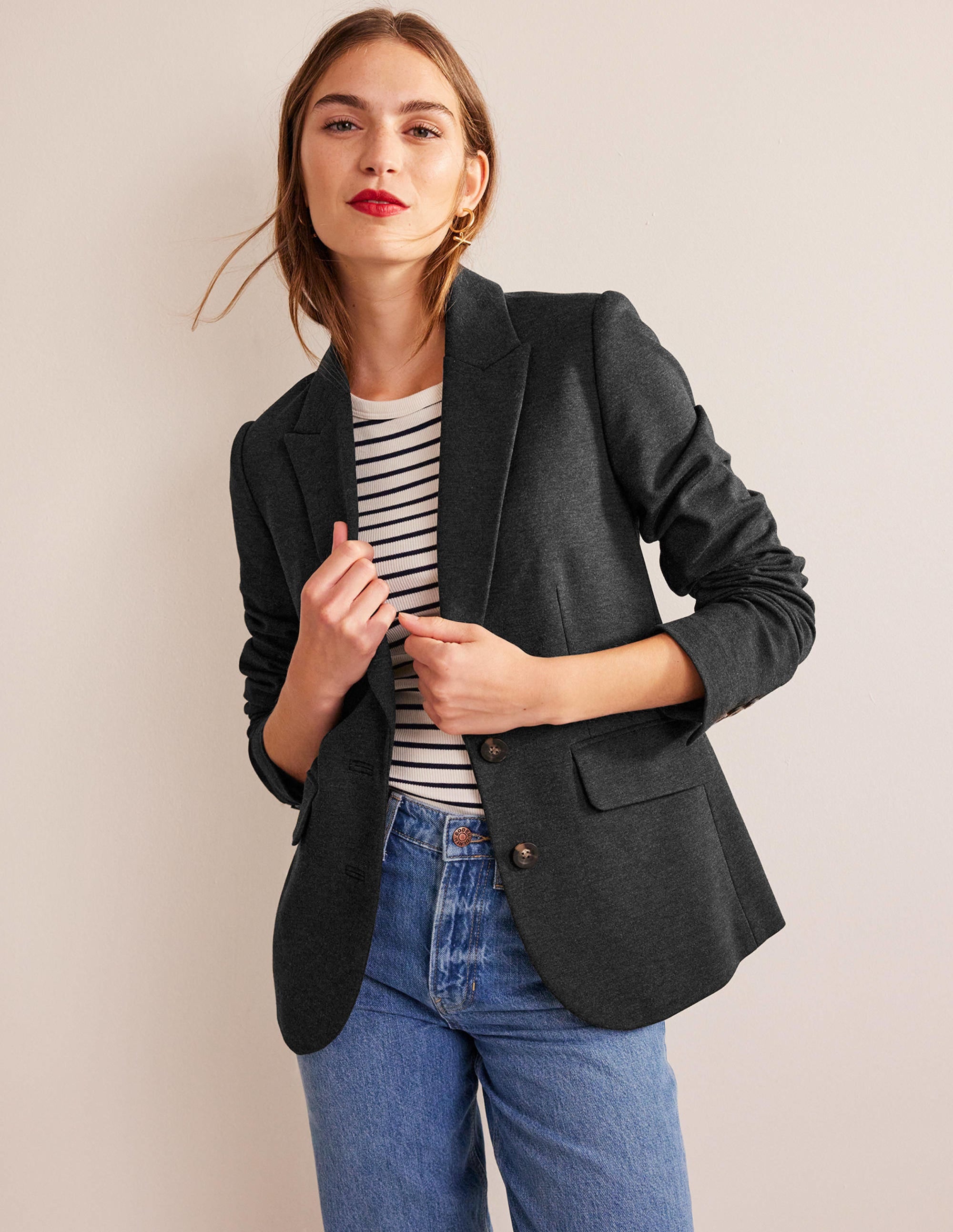 Marylebone Ponte Blazer-Charcoal Marl - Image 1