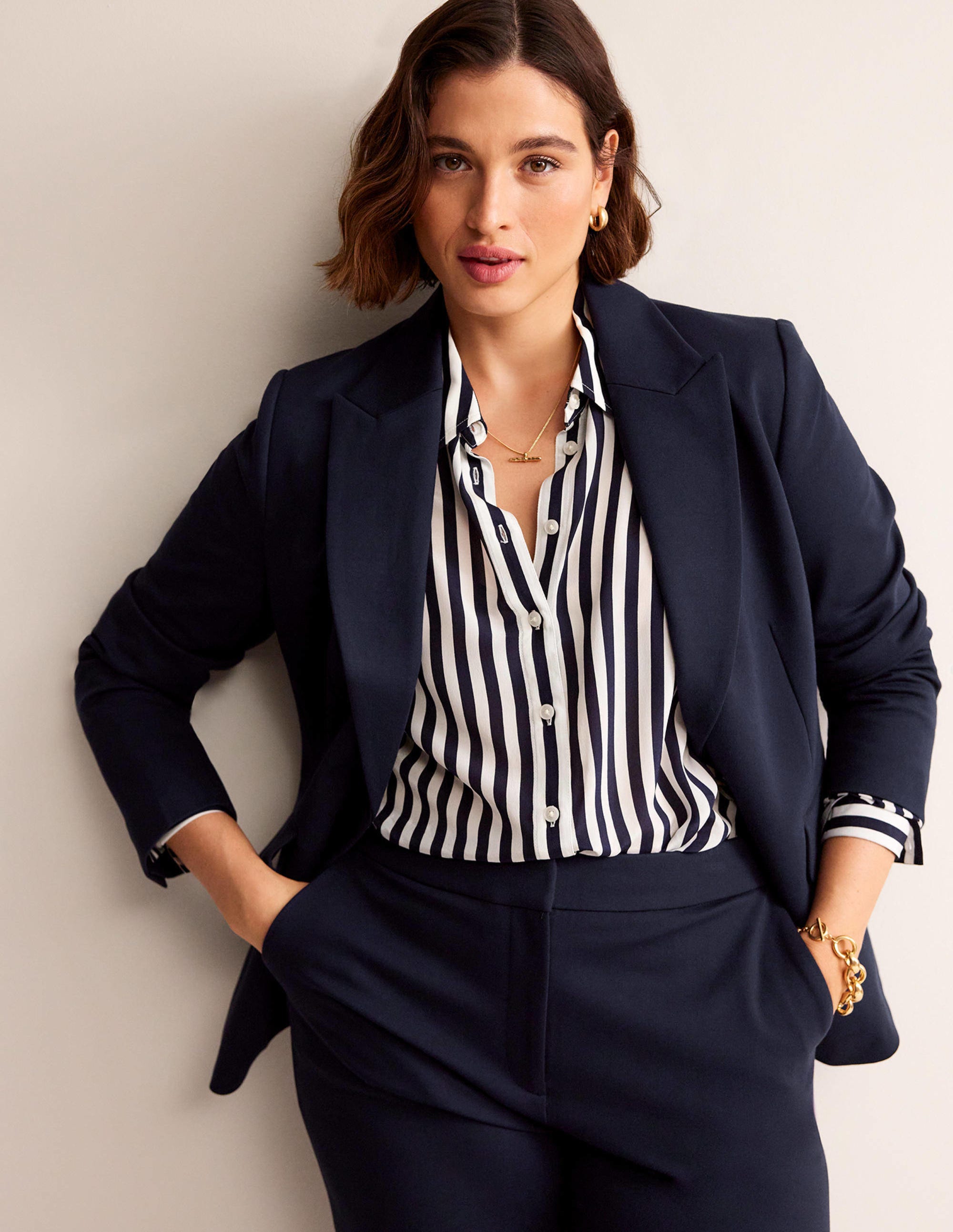 Marylebone Ponte Blazer-Navy - Image 6