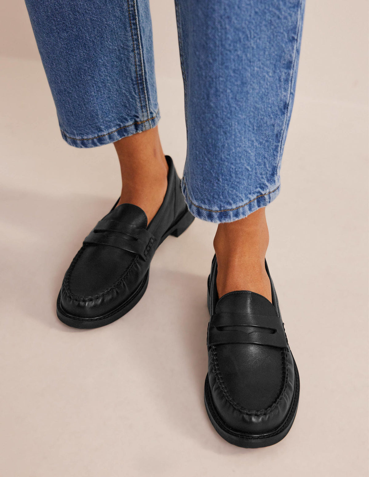 Classic Moccasin Loafers-Black Leather - Image 1