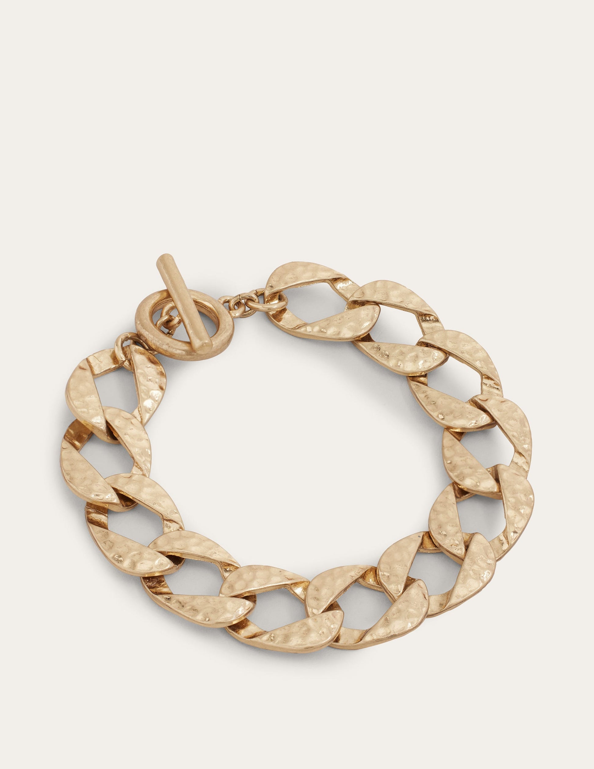 Hammered Flat Chain Bracelet-Gold-1