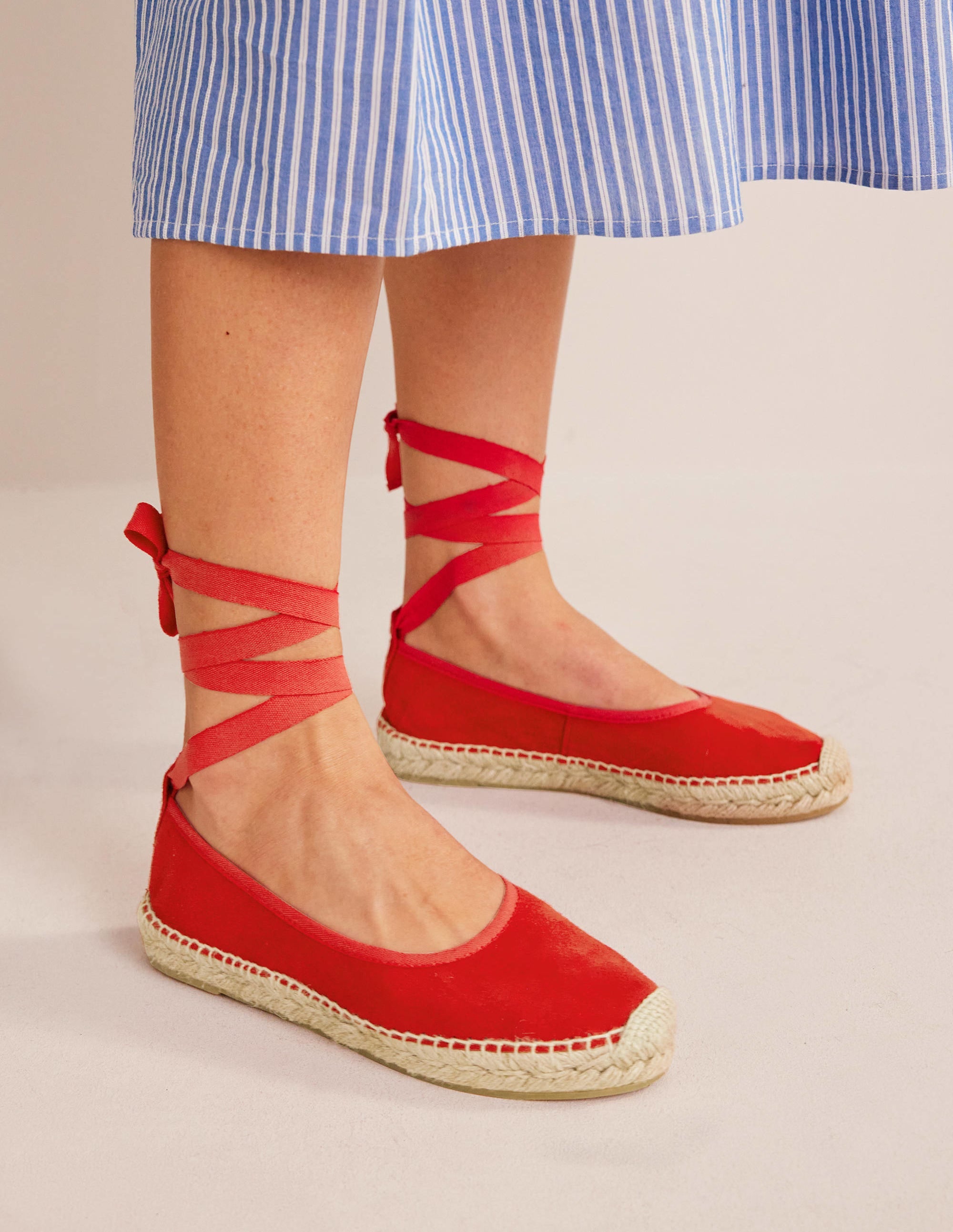 Ankle Tie Espadrilles-Vermillion - Image 1