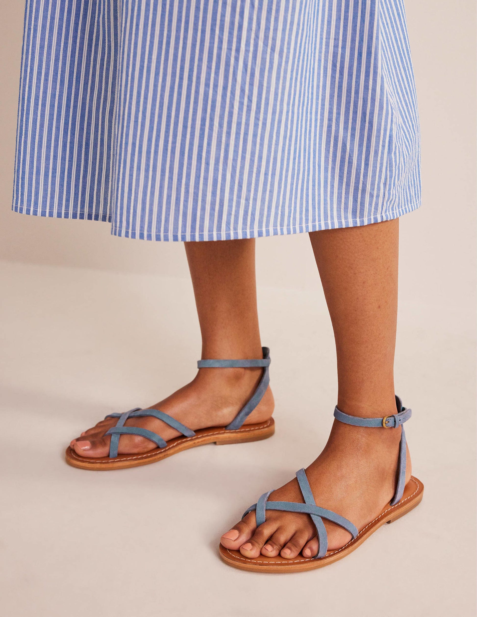 Easy Flat Sandals-Corporal Blue Suede-5