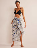 Printed Sarong Scarf-Ivory, Milos Bloom