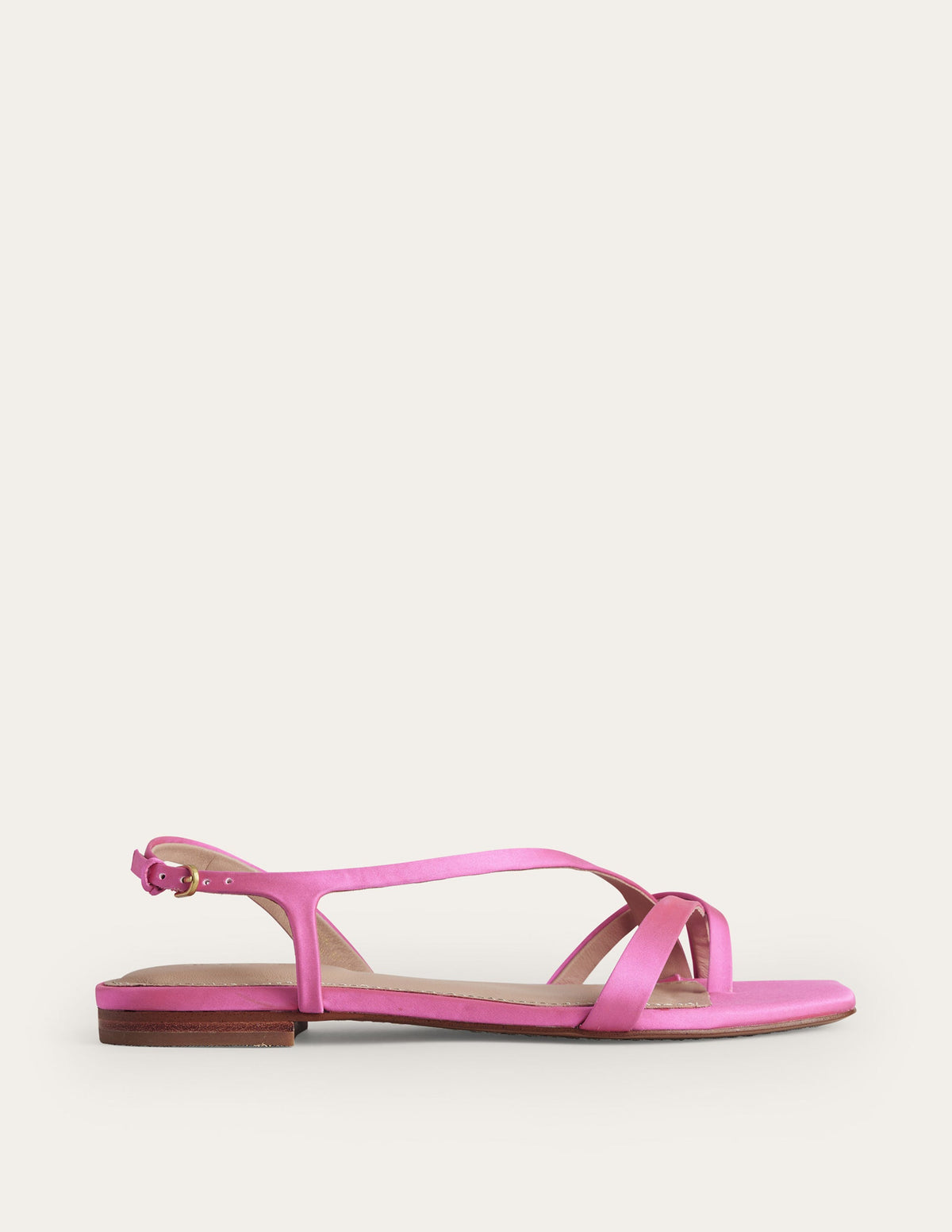 Satin Toe Loop Flat Sandals-Festival Pink Satin - Image 1