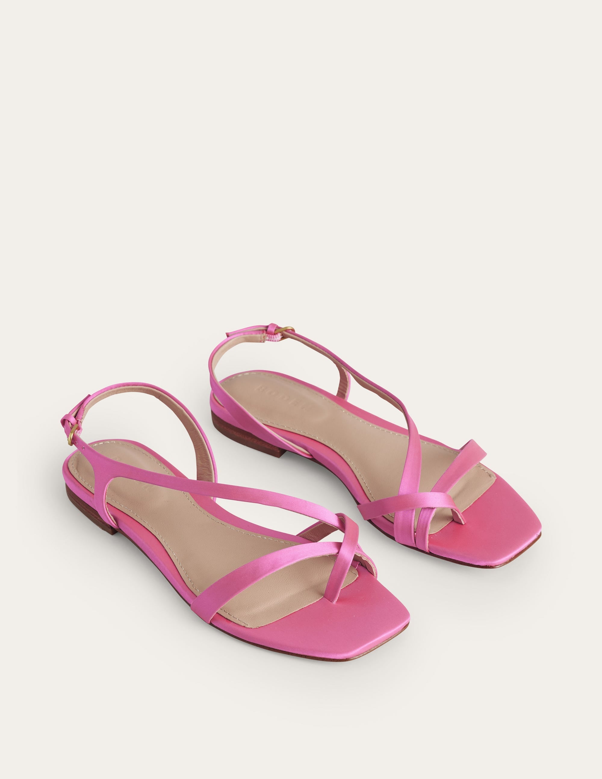Satin Toe Loop Flat Sandals-Festival Pink Satin - Image 2