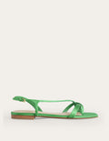 Satin Toe Loop Flat Sandals-Bright Green Satin