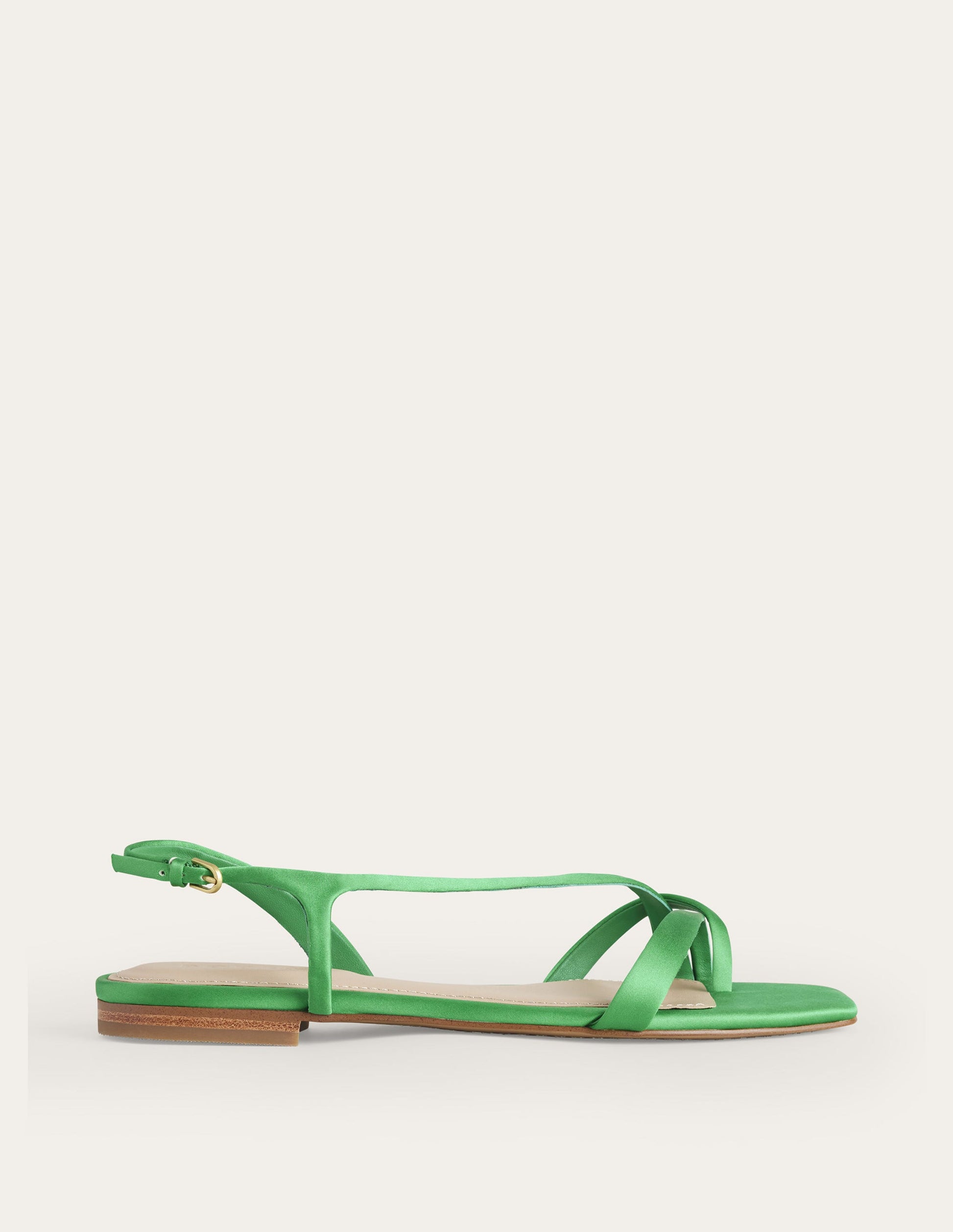 Satin Toe Loop Flat Sandals-Bright Green Satin-1