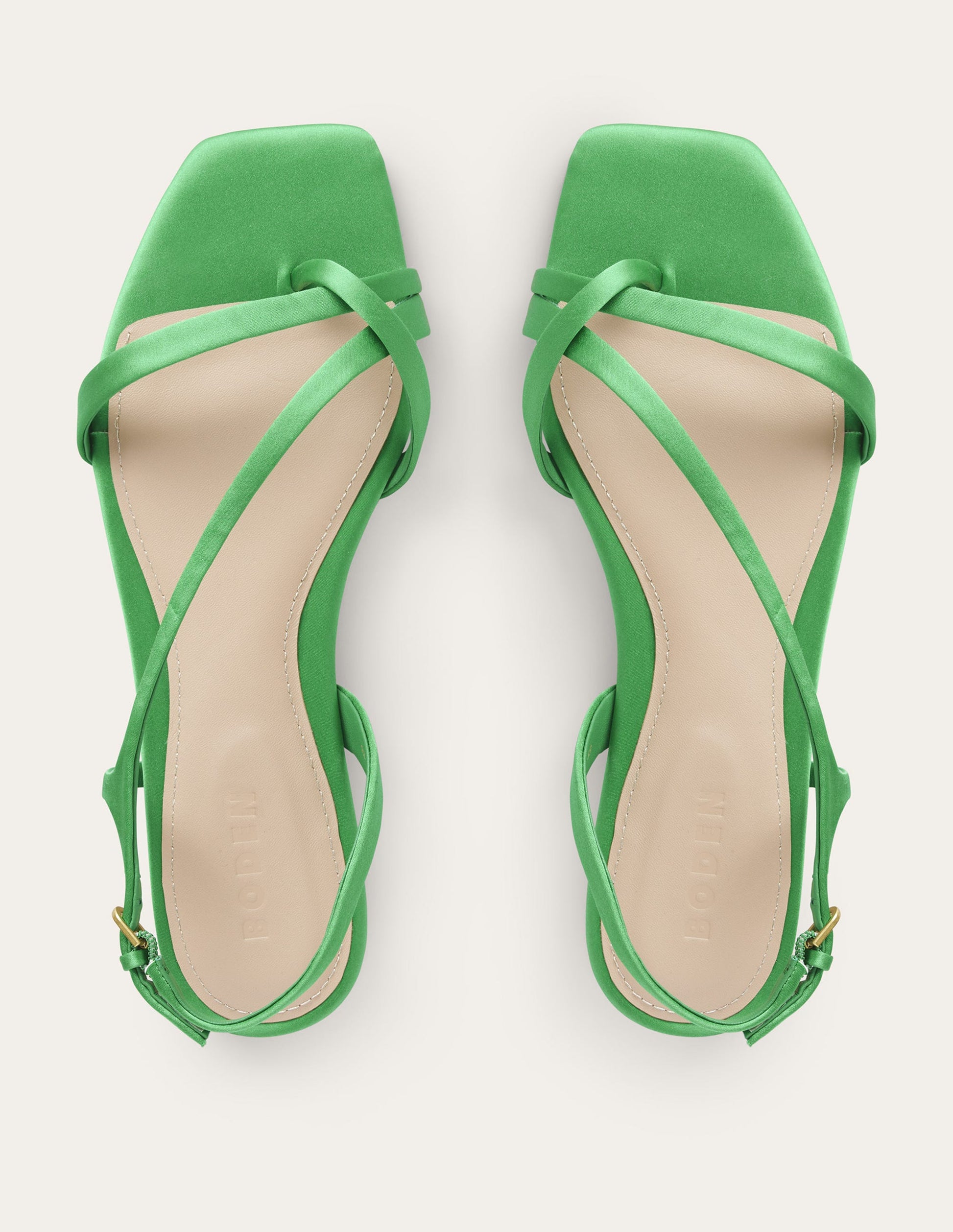 Satin Toe Loop Flat Sandals-Bright Green Satin-4