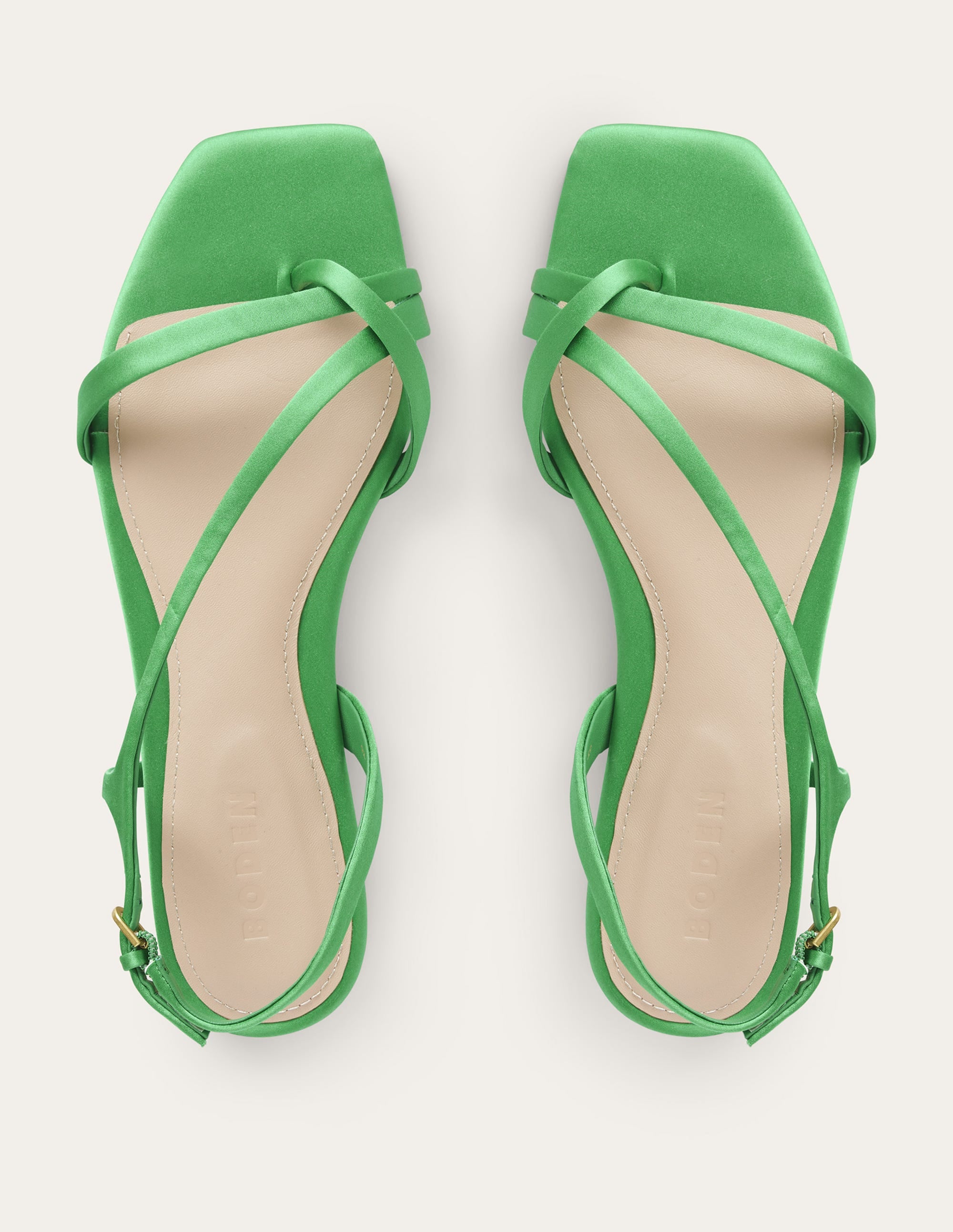Satin Toe Loop Flat Sandals-Bright Green Satin - Image 4