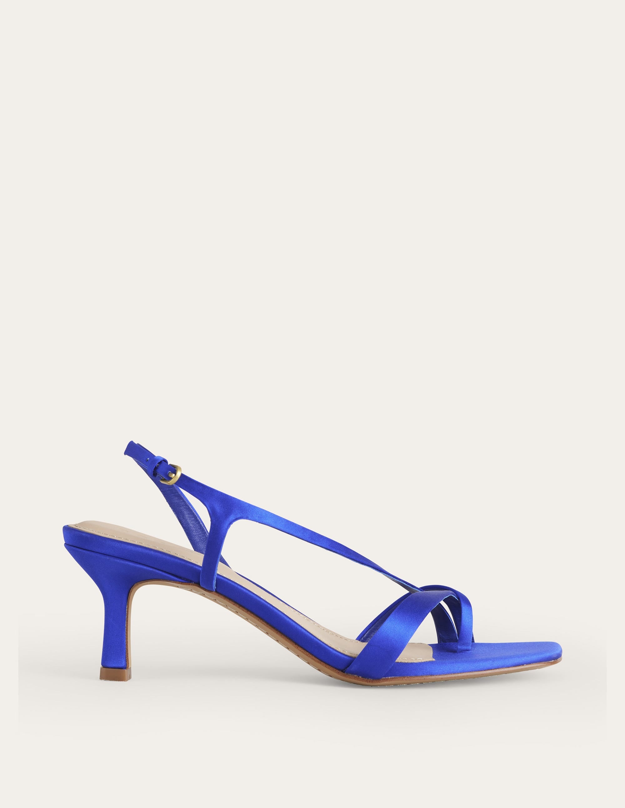 Satin Low-Heeled Sandals-Bright Blue - Image 2