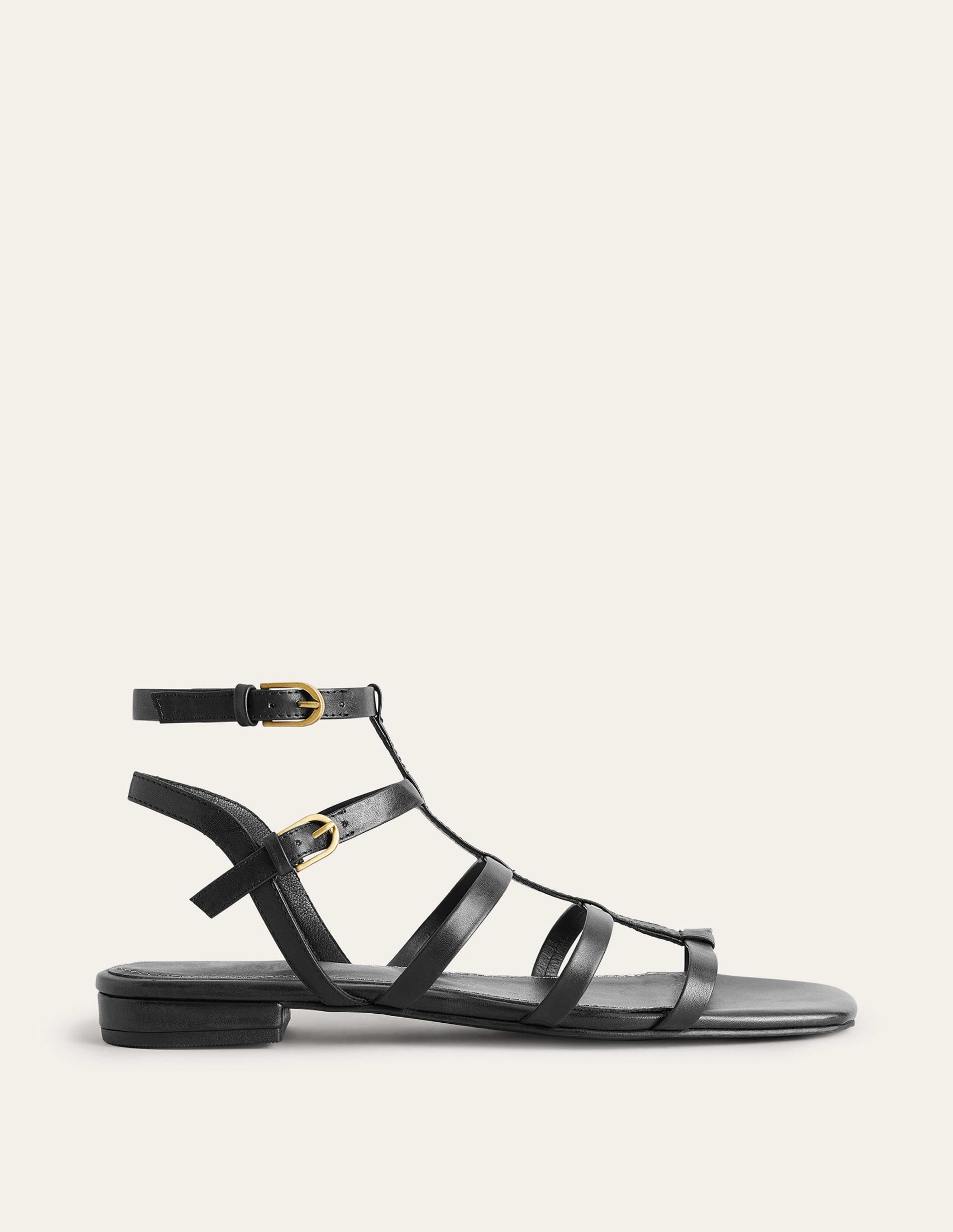 Leather Gladiator Sandals-Black - Image 2