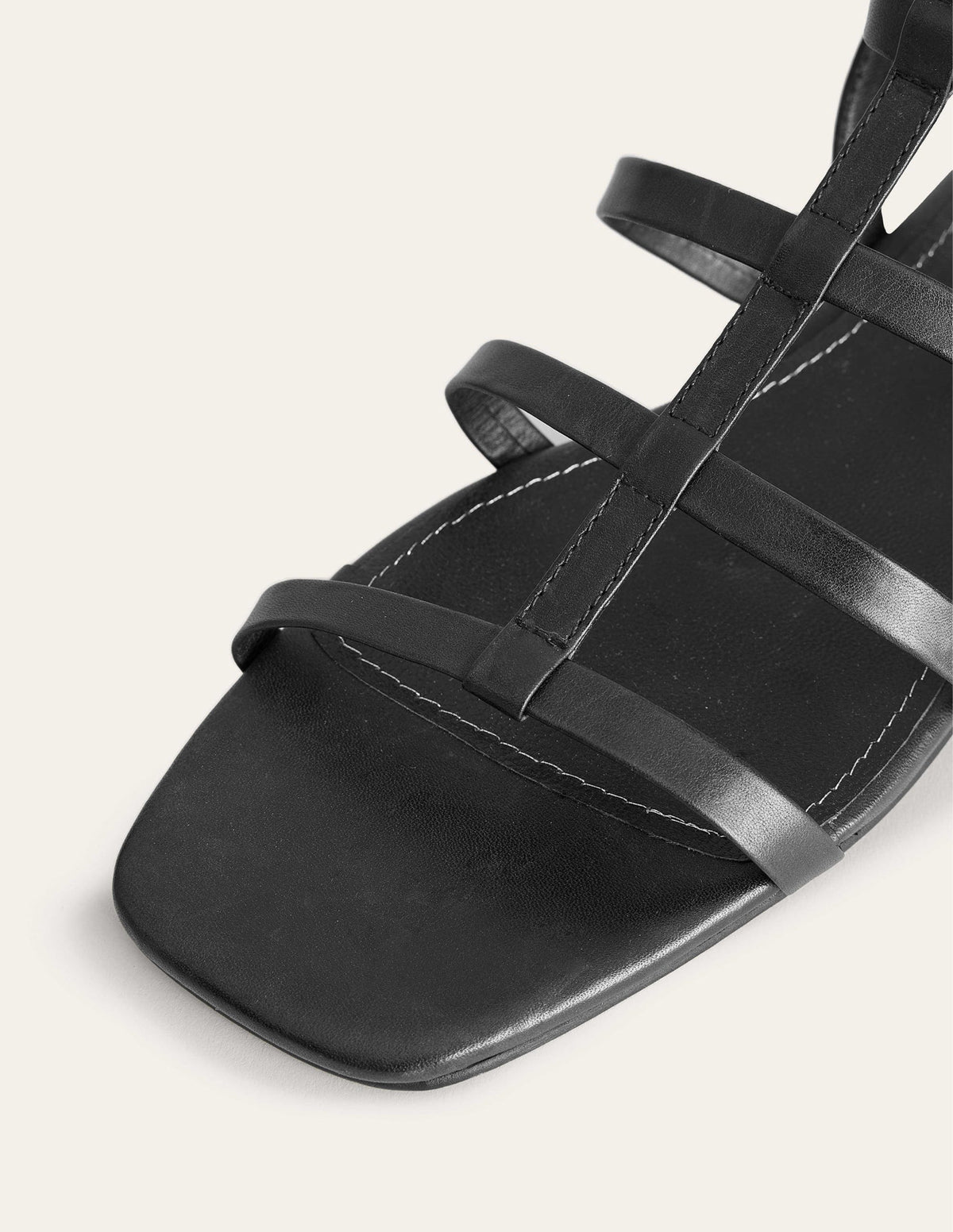 Leather Gladiator Sandals-Black-4