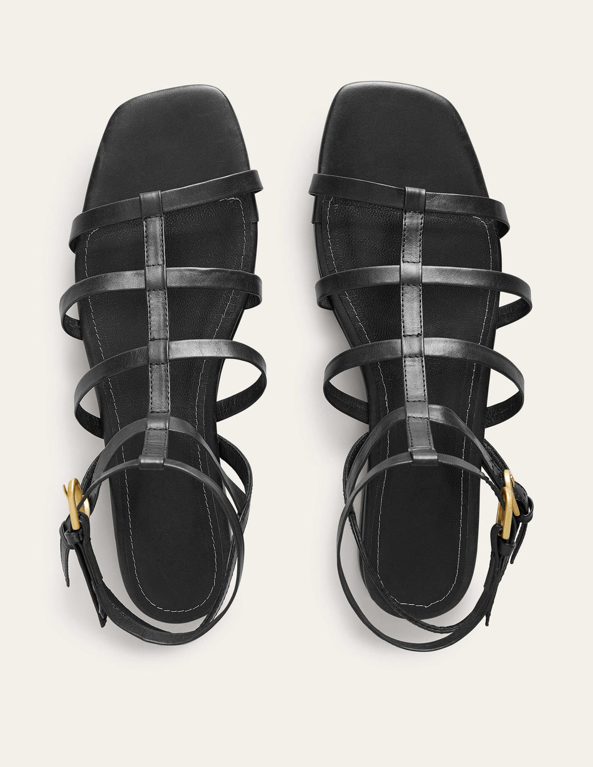 Leather Gladiator Sandals-Black-5