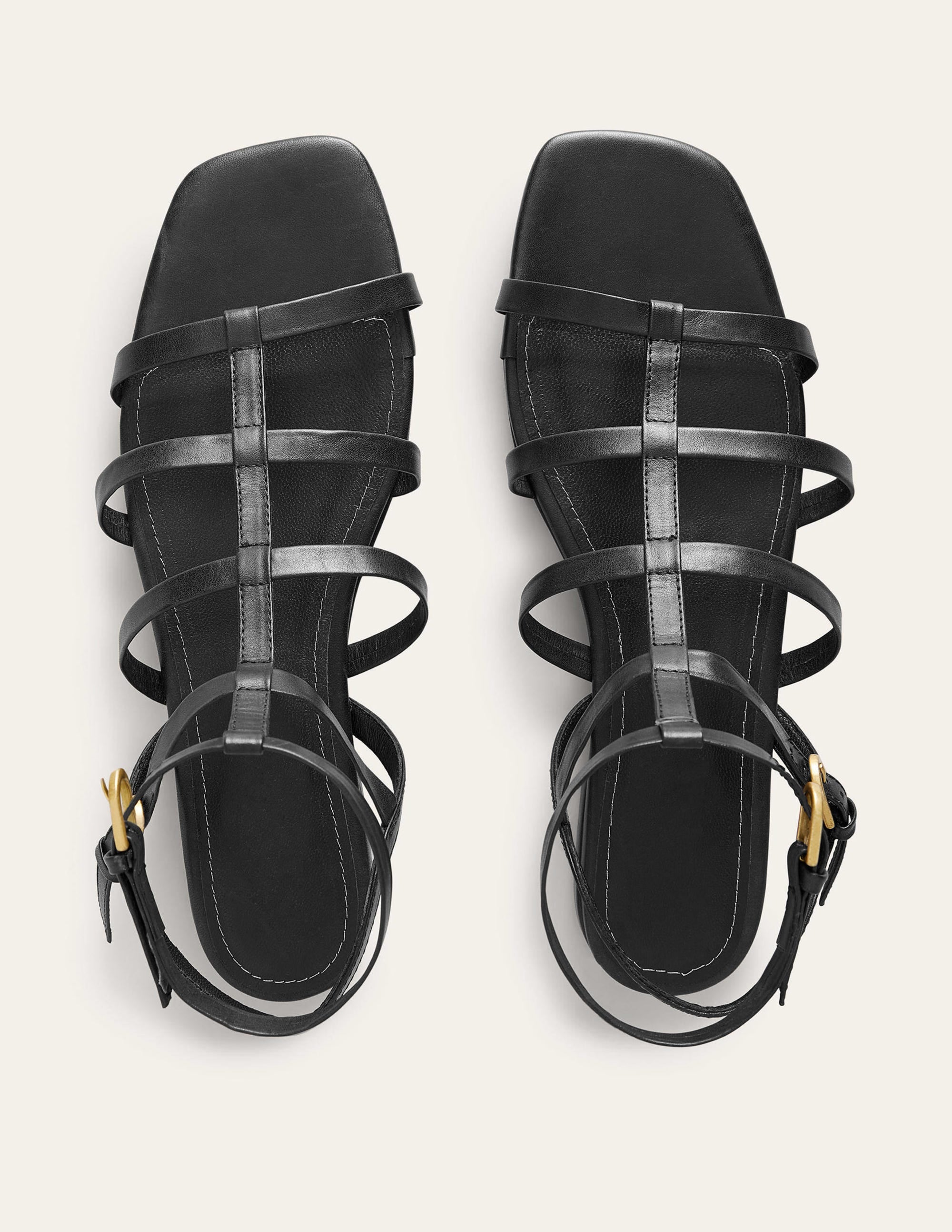 Leather Gladiator Sandals-Black - Image 5