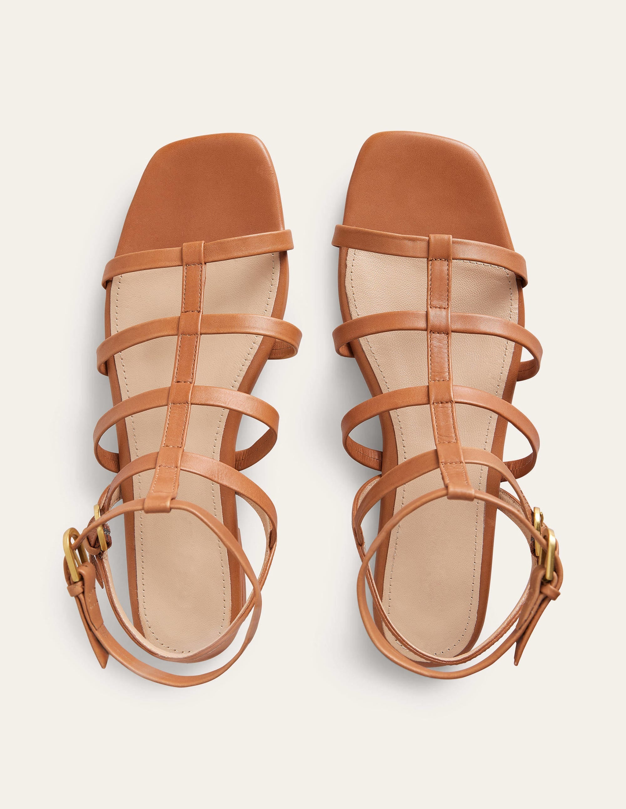 Leather Gladiator Sandals-Tan - Image 5